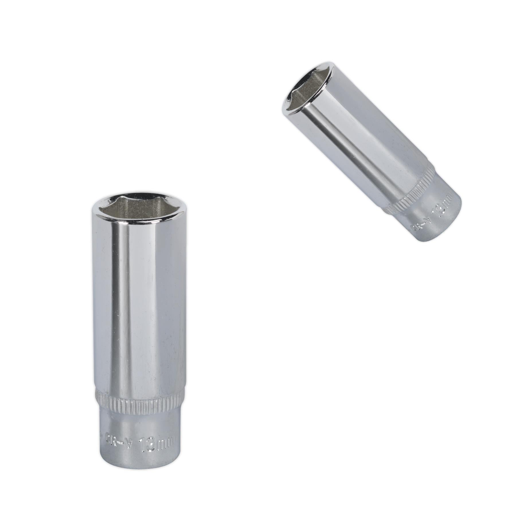 Sealey WallDrive® Socket 13mm Deep 1/4"Sq Drive Fully Polished