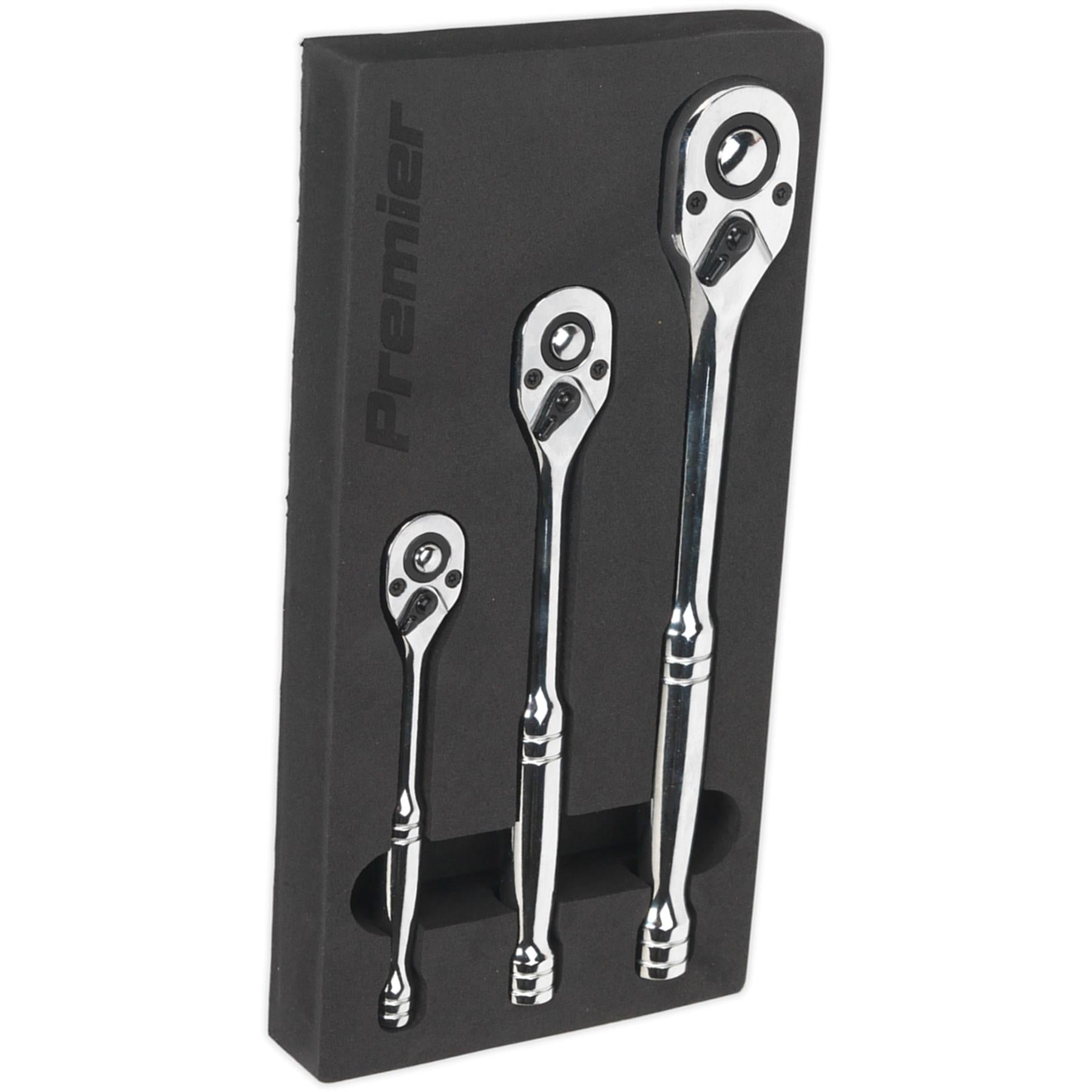 Sealey Ratchet Wrench Set 3pc Pear-Head Flip Reverse