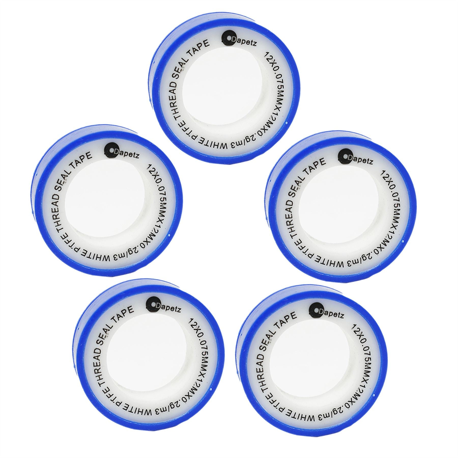 5 x PTFE Tape Water for Thread Seal White Teflon Tape 12mm x 12m