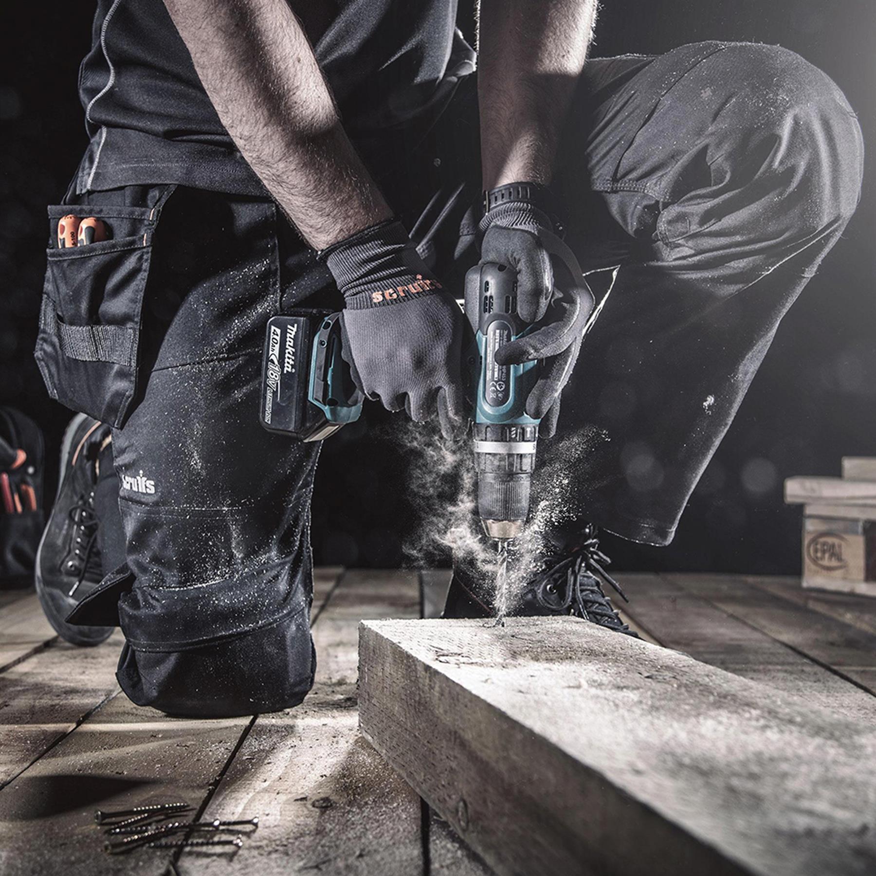 Scruffs Black Trade Flex Slim Fit Work Trouser Mens Hardwearing Size-36"S