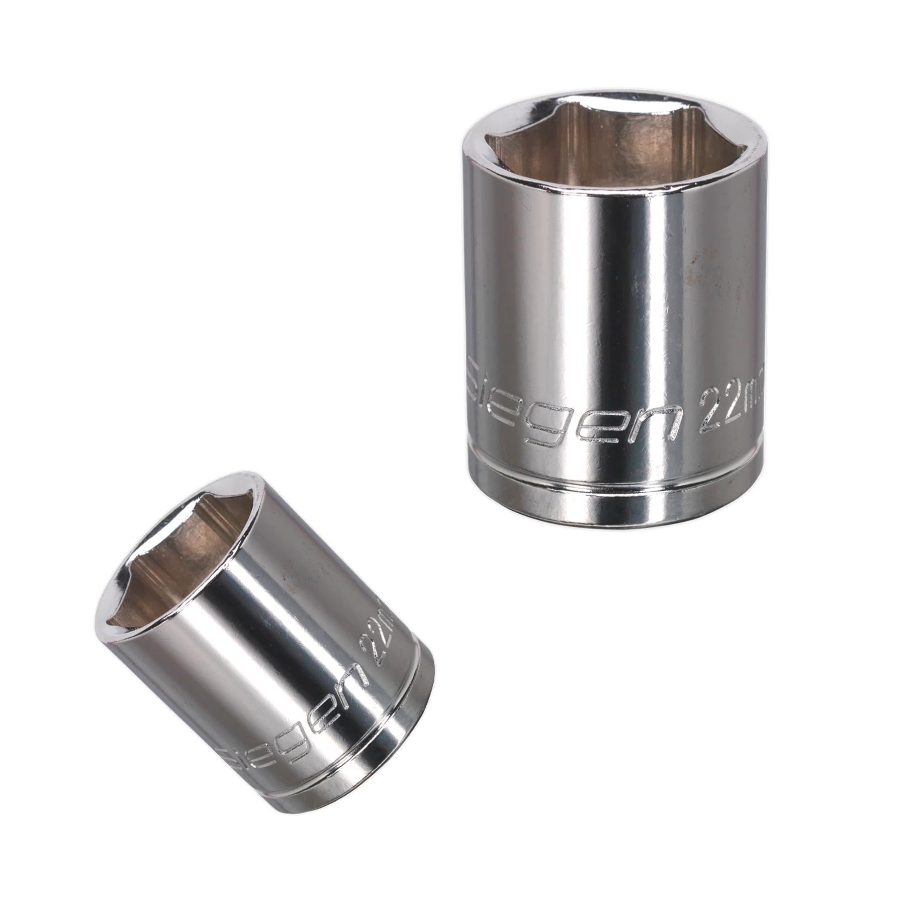 Sealey WallDrive® Socket 22mm 1/2"Sq Drive Mirror Finished