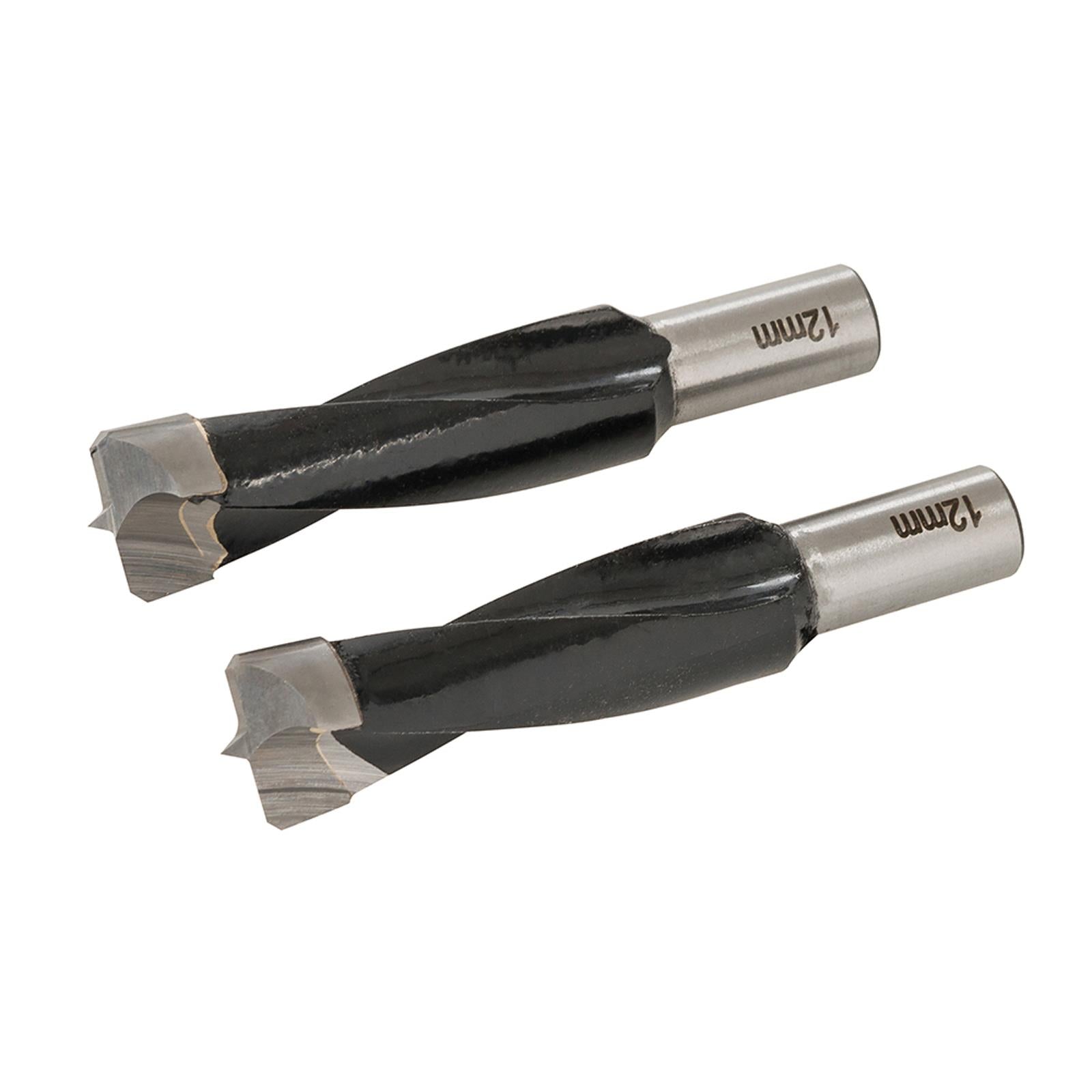 Dowel Jointer Bits 2Pk 12mm 710W Dowelling Jointer Twin-Fluted Hard Steel Shank