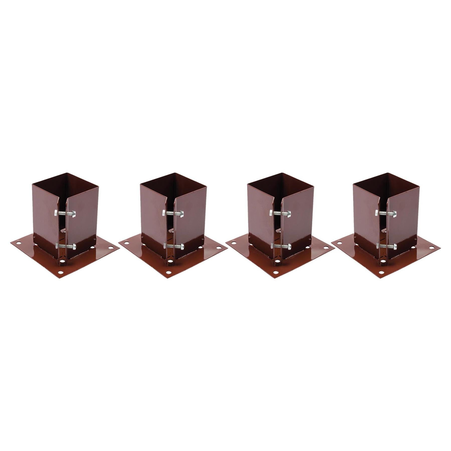 Fence Post Support Bolt Down 4" 100mm Garden Holder Like Metpost Bolt Grip Brown Pack Of 4