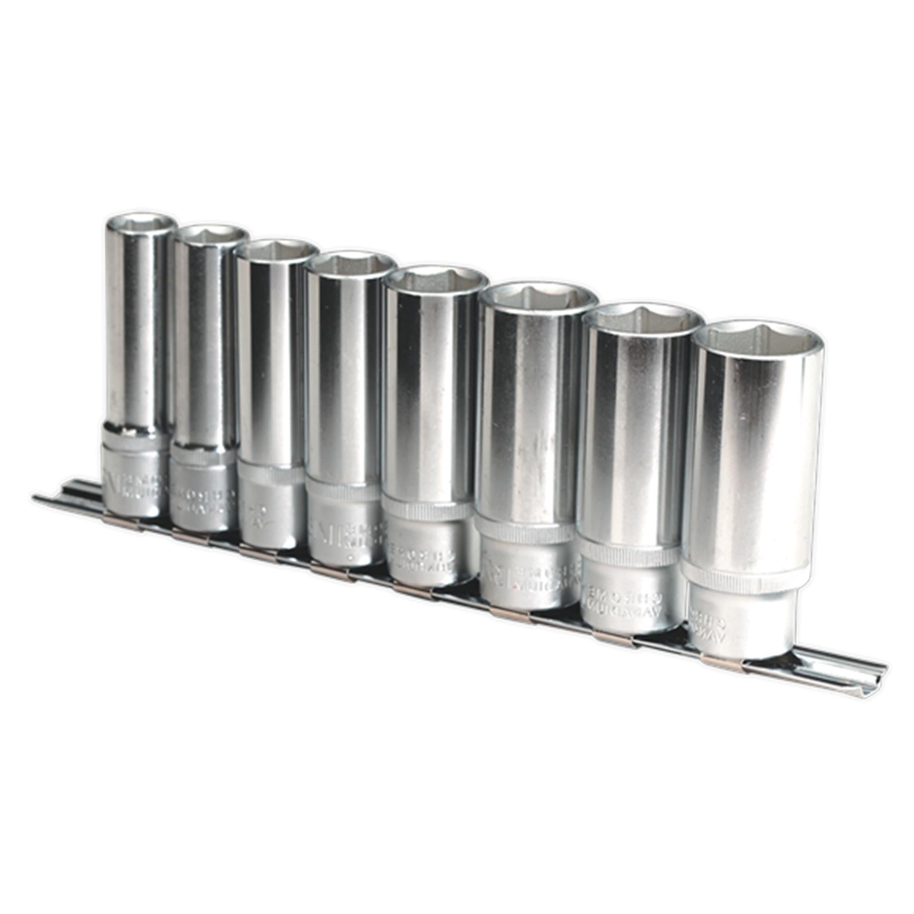 Sealey Deep Socket Set 1/2Inch Sq Drive 8pc 1/2"-15/16" 6pt WallDrive® Imperial