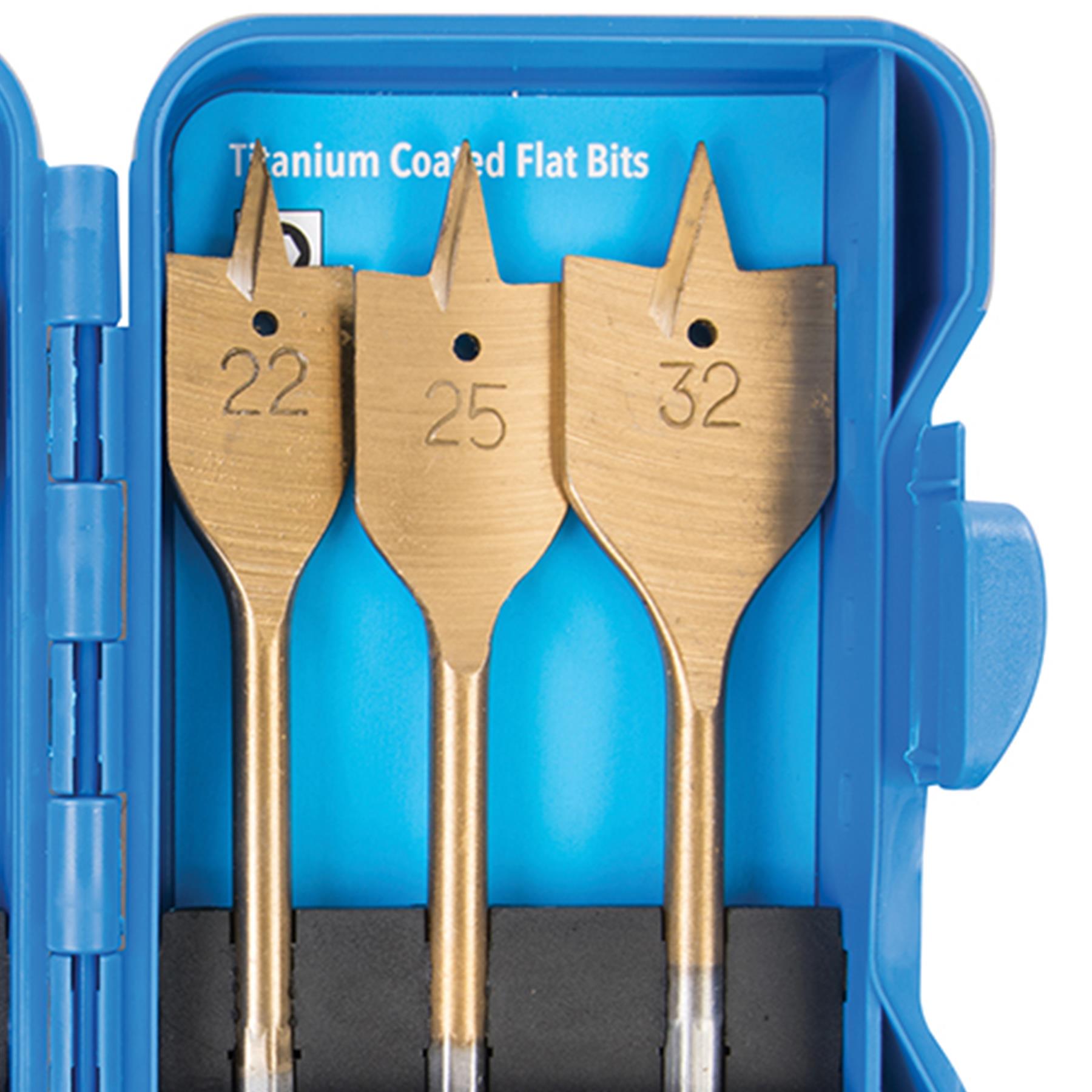 Titanium Coated Flat Bit Set 7 Pce Compatible With 10 - 32mm - 10 DIY Sets