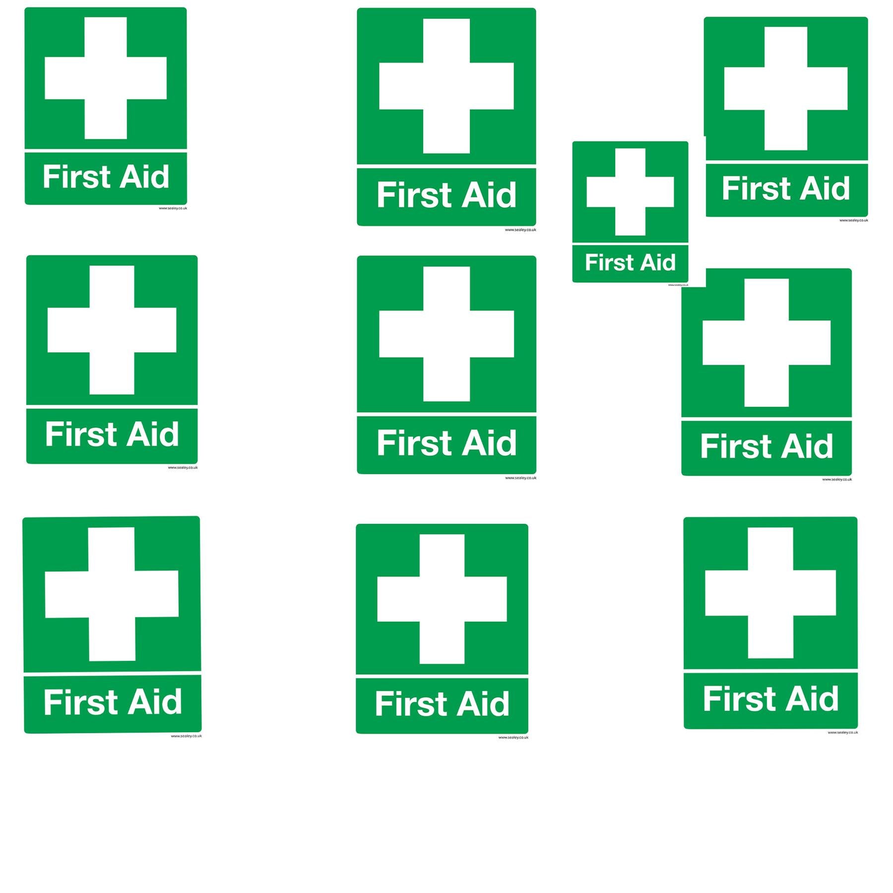 Sealey Safety Sign - First Aid - Rigid Plastic - Pack of 10