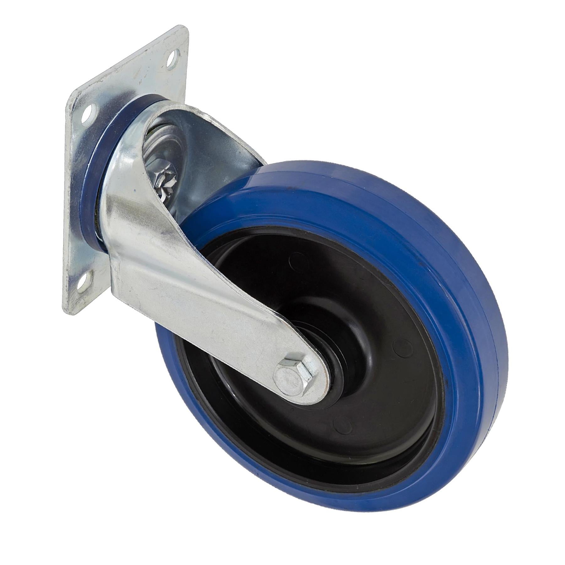 Sealey Heavy-Duty Blue Elastic Rubber Castor Wheel Swivel 200mm