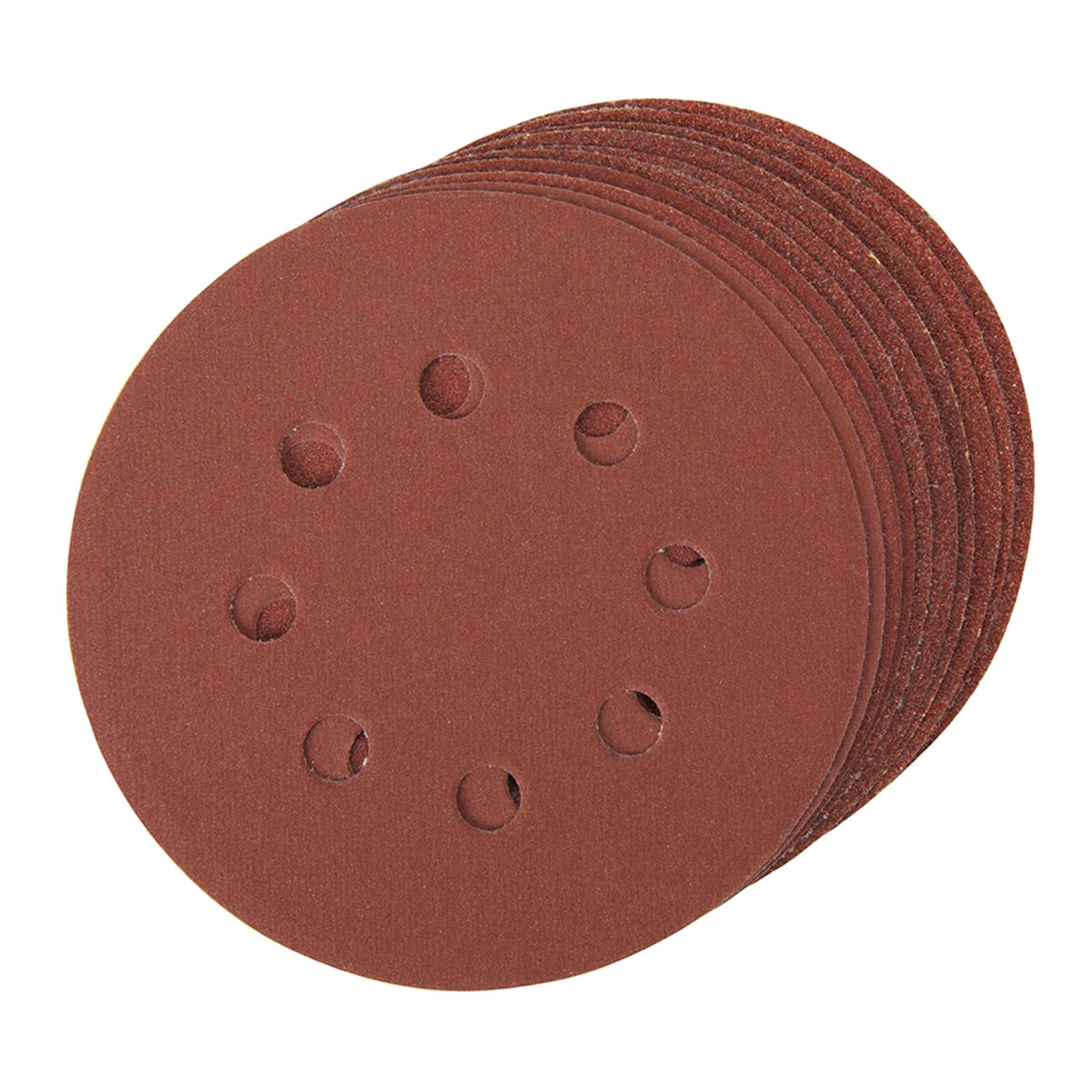 Hook & Loop Punched Disc 125mm 10Pk 4 X 60G, 2 X 80G, 2 X 120G & 2 X 240 Grit