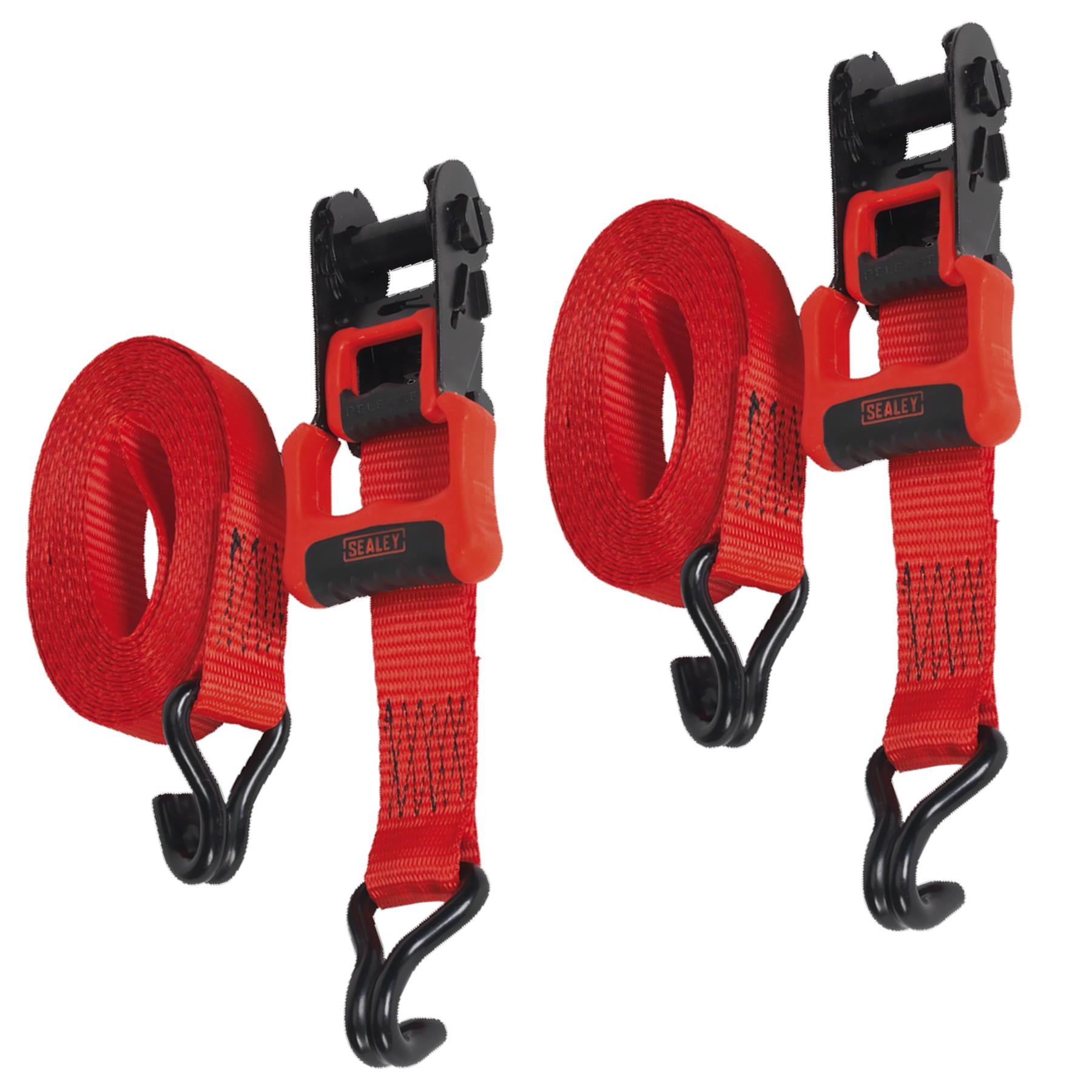 Sealey Ratchet Tie Down 32mmx4.9m Poly Web 1200kg - 1 Pair