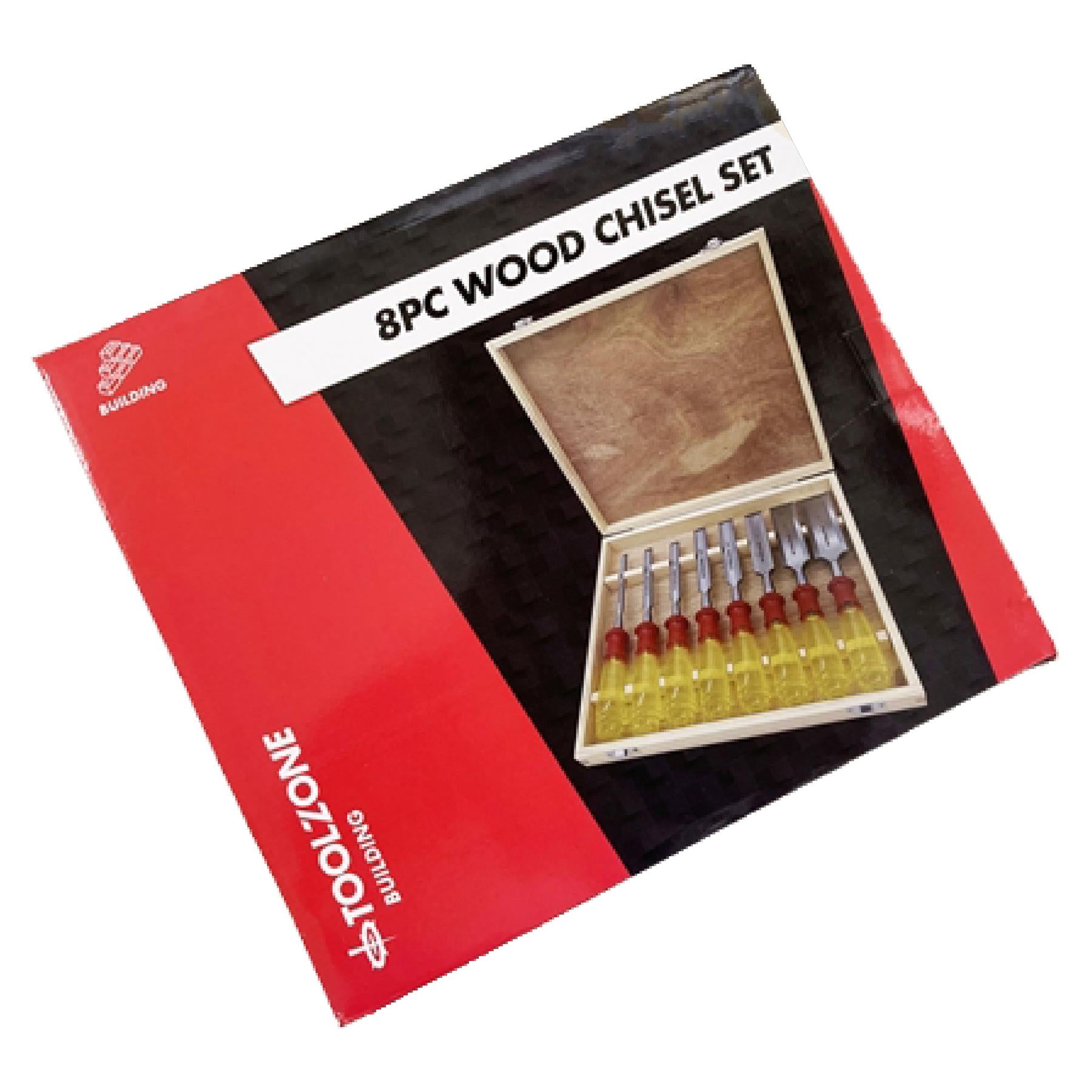 8 Pieces Wood Chisel Set Work Professional Plastic Handle Wooden Storage Case