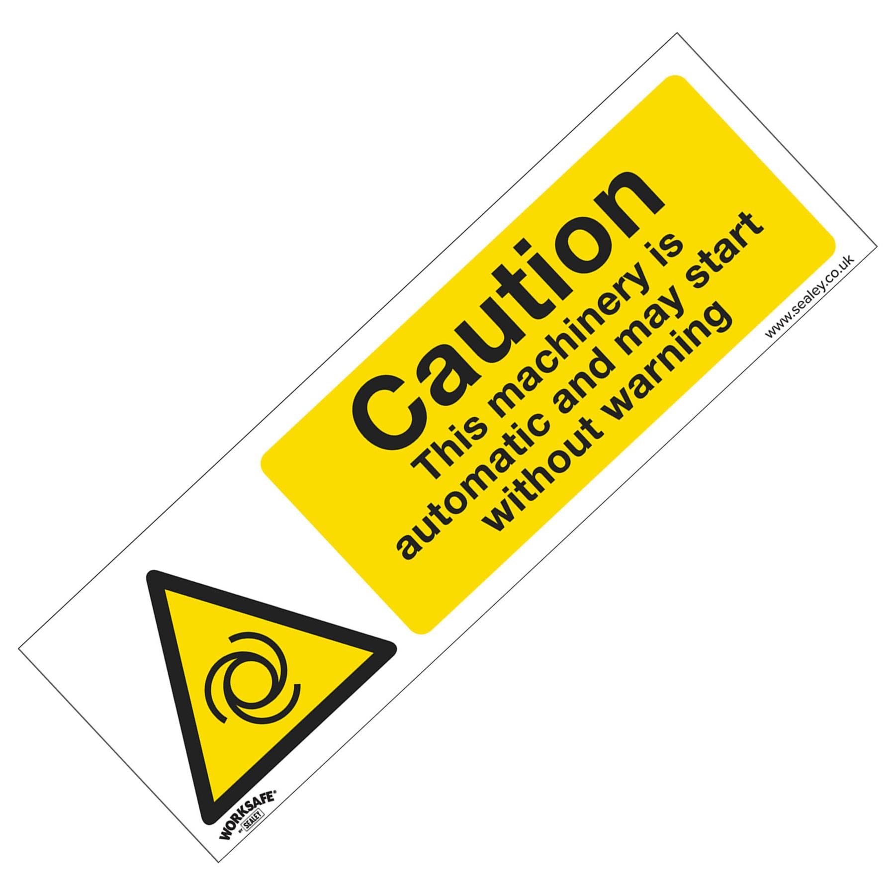 Warning Safety Sign - Caution Automatic Machinery - Self-Adhesive Vinyl