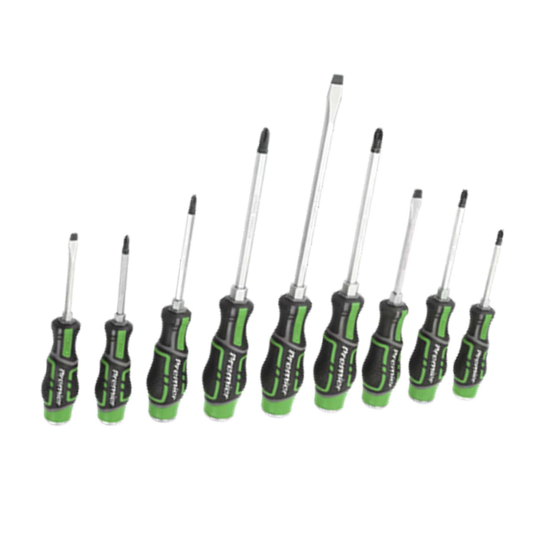 Sealey Hammer-Thru Screwdriver Set Hi-Vis Green 9pc