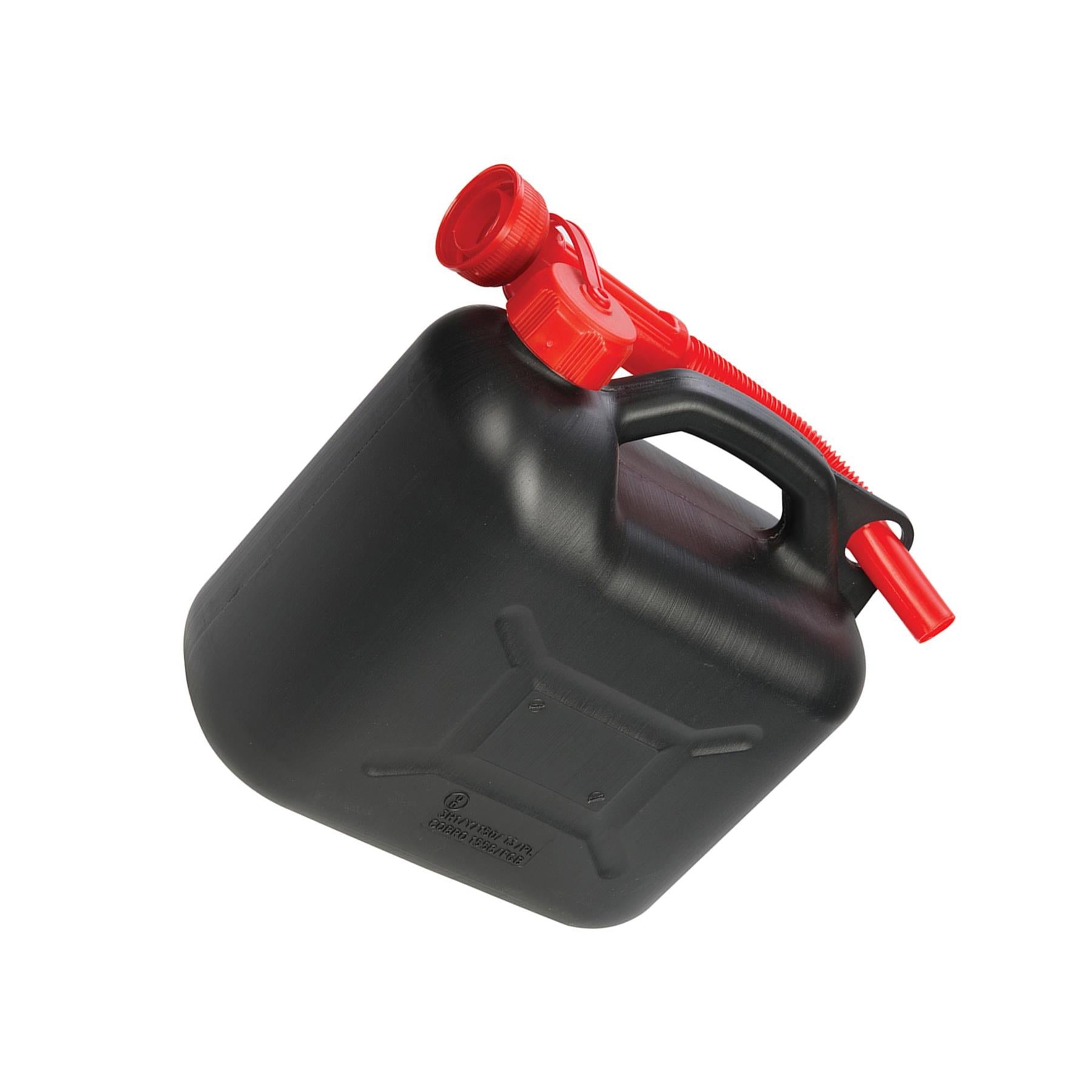 Plastic Fuel Can 5Ltr - Black - Flexible Pouring Spout For Controlled Flow