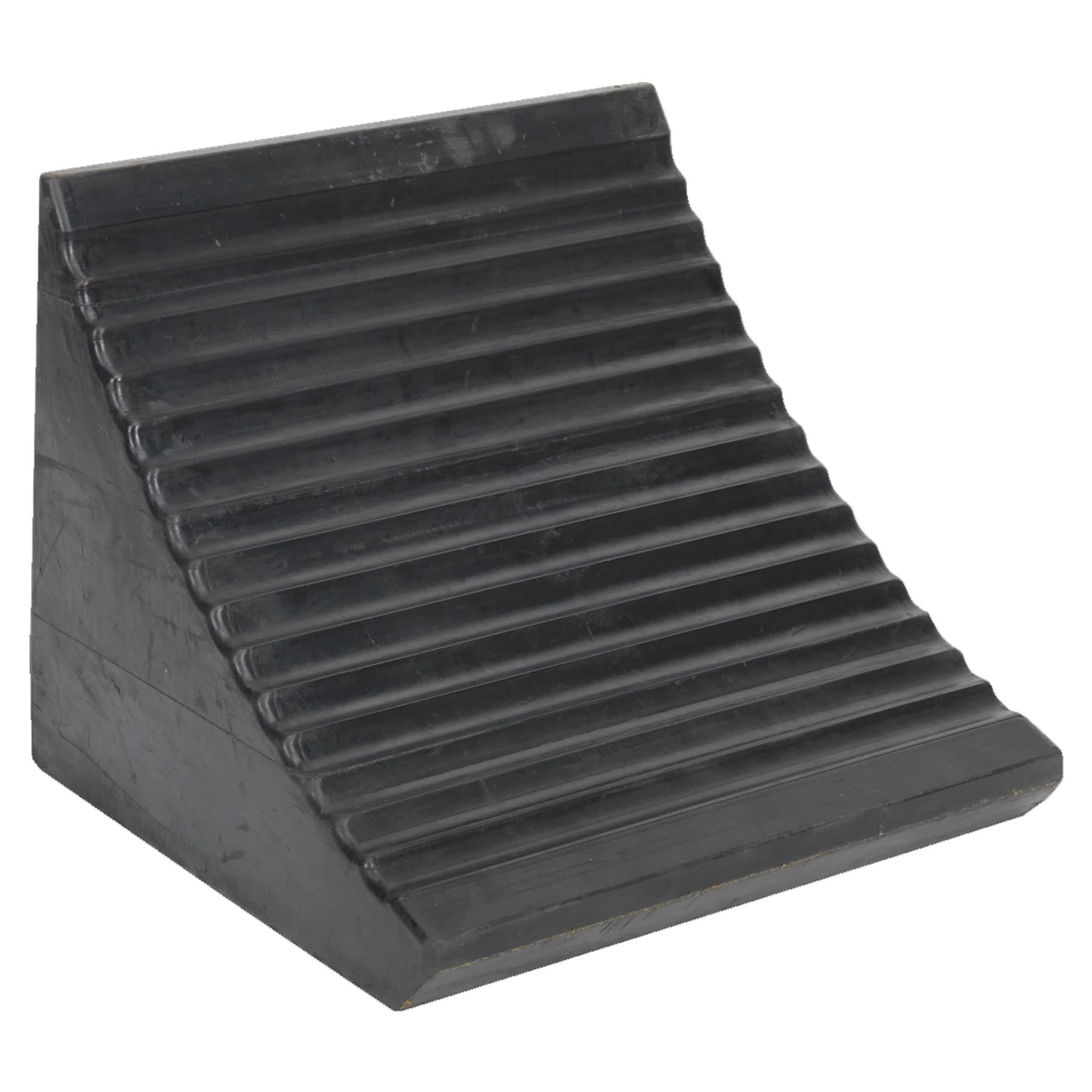 Heavy-Duty Rubber Wheel Chock 12kg - Single nylon reinforced rubber Sealey