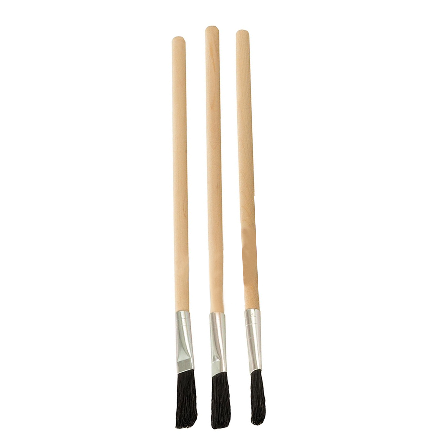 Flux Brushes 3pk Wooden Handle Durable Aluminium Ferrules Wooden Handle