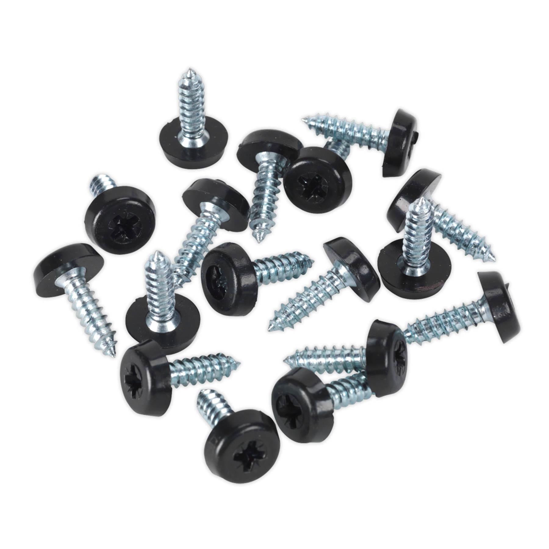 Sealey Numberplate Screw Plastic Head 4.8 x 18mm Black Pack of 50