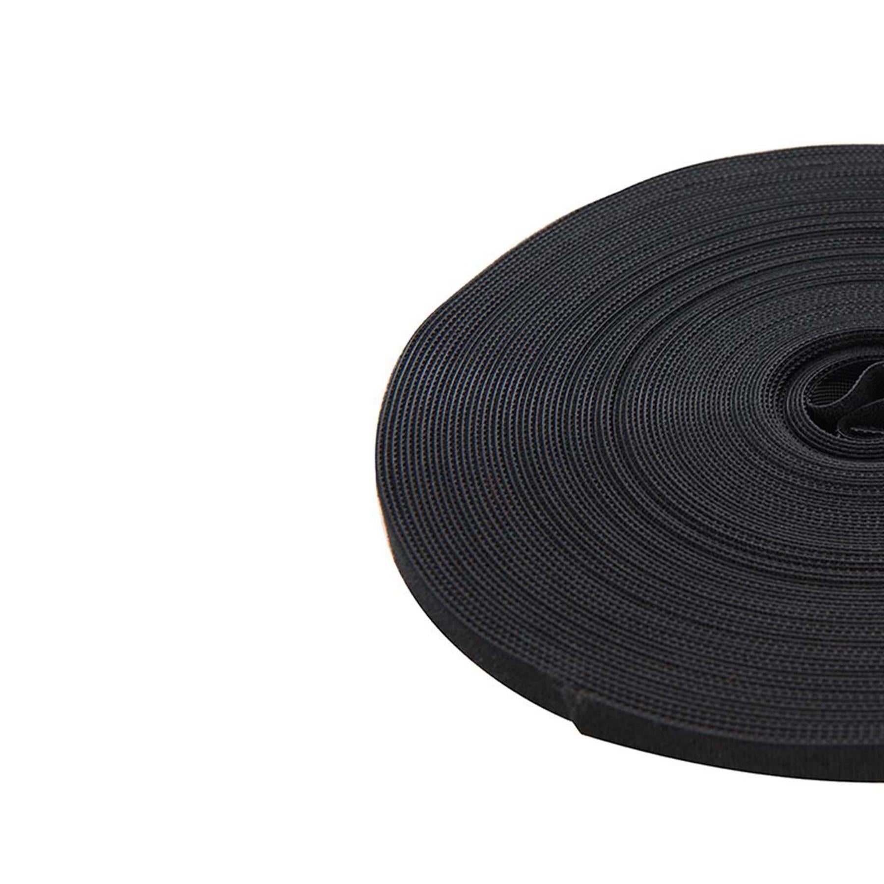 Self-Wrap Hook & Loop Tape Black - 10mm X 25M Double-Sided 100% Nylon Reusable