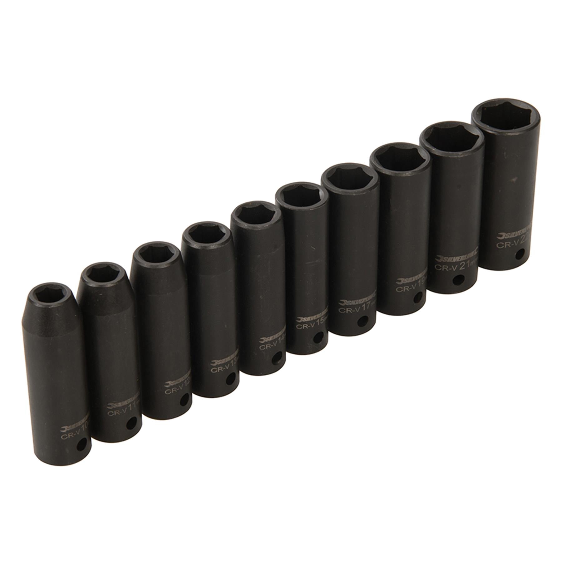 Deep Impact Socket Set 1/2" Drive 6pt Metric 10Pc 6 Point Hex Socket Set 10-22mm