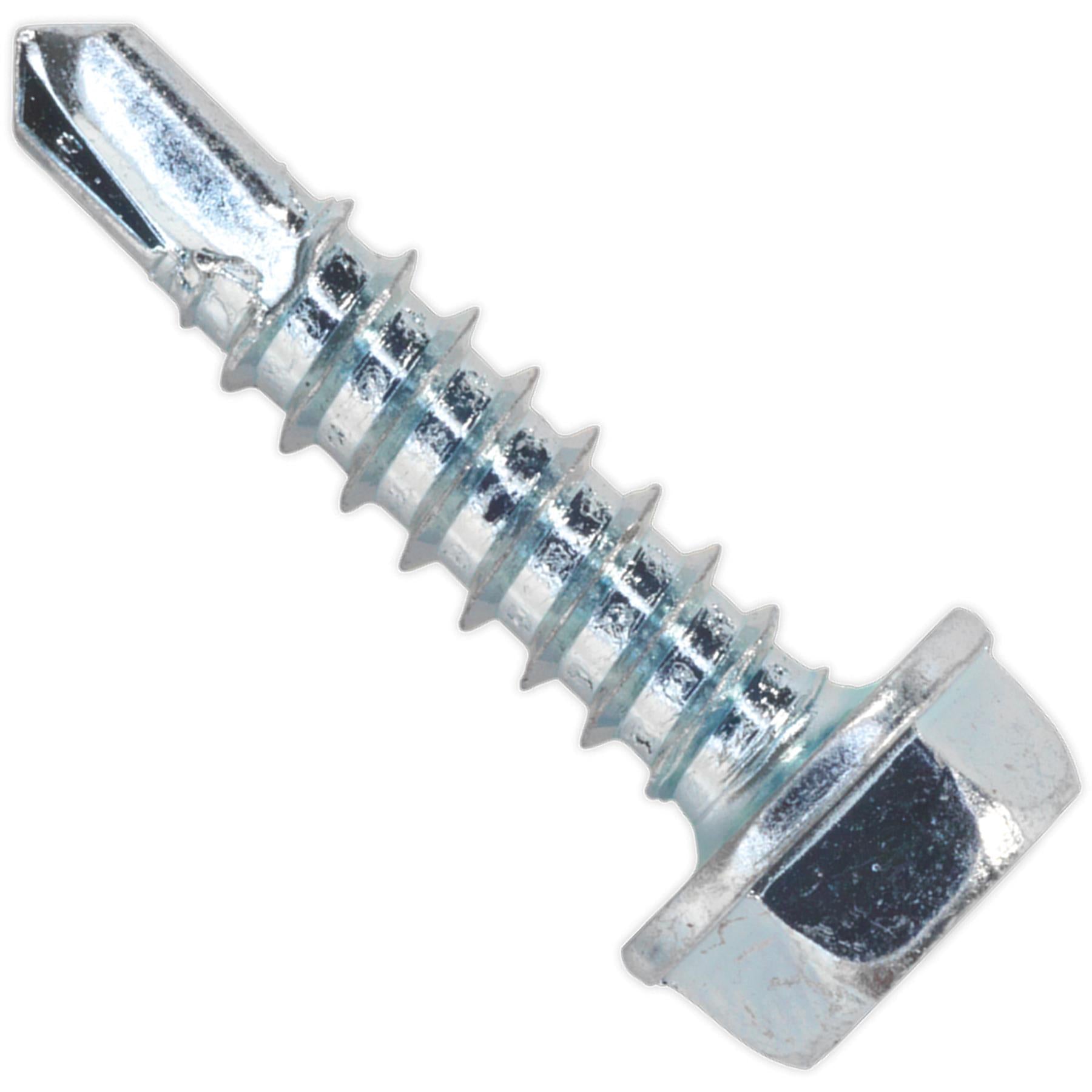 Sealey Self Drilling Screw 4.2 x 19mm Hex Head Zinc Pack of 100