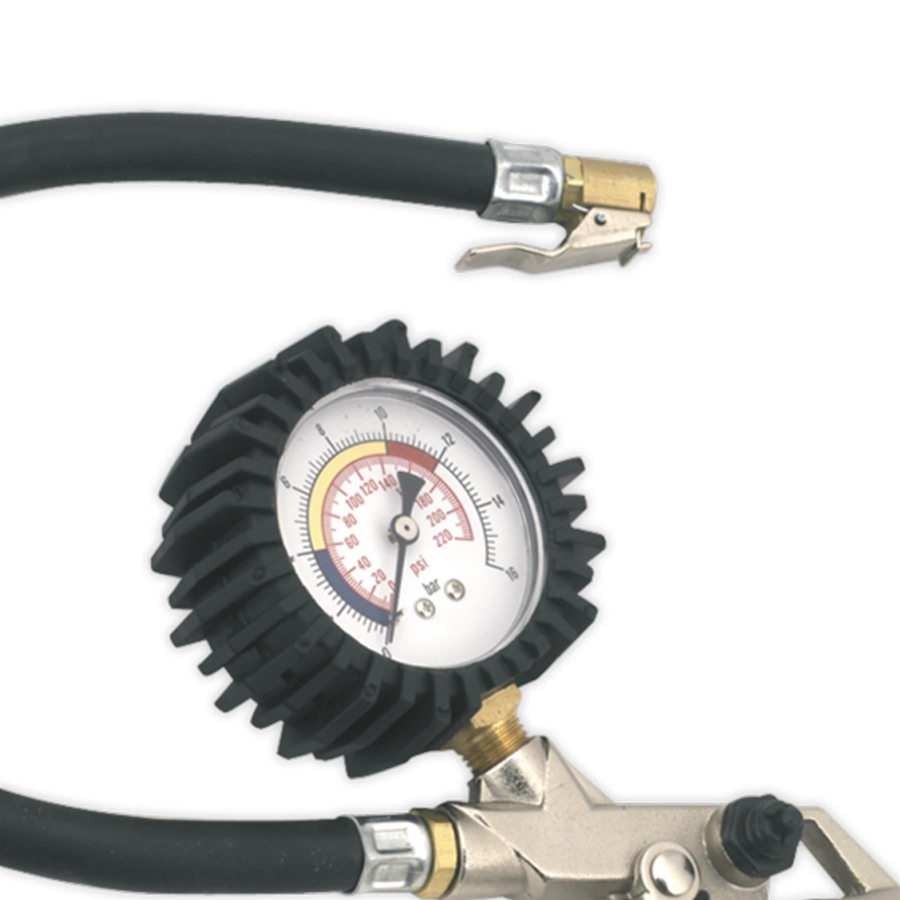 Sealey Tyre Inflator with Clip-On Connector