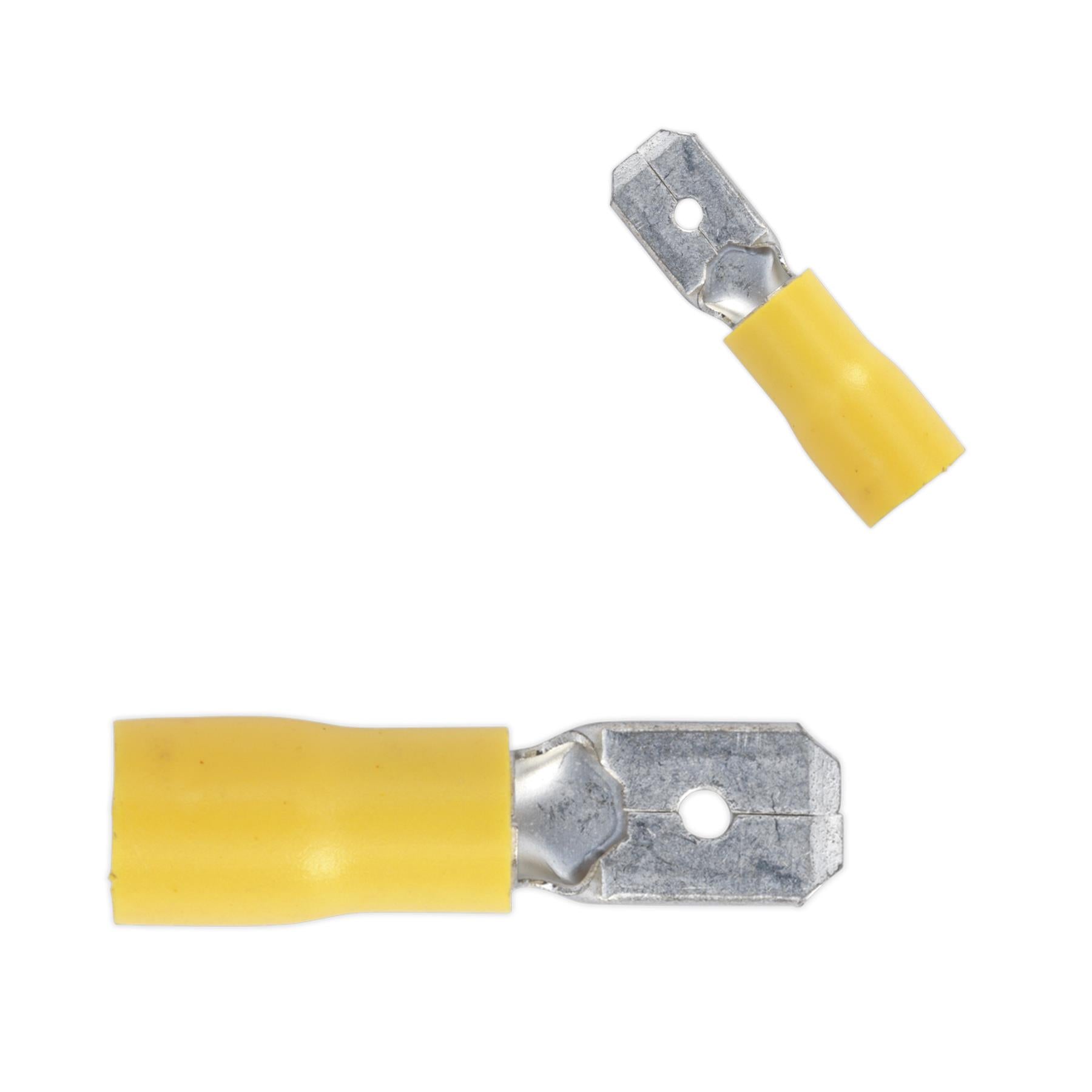 Sealey Push-On Terminal 6.3mm Male Yellow Pack of 100