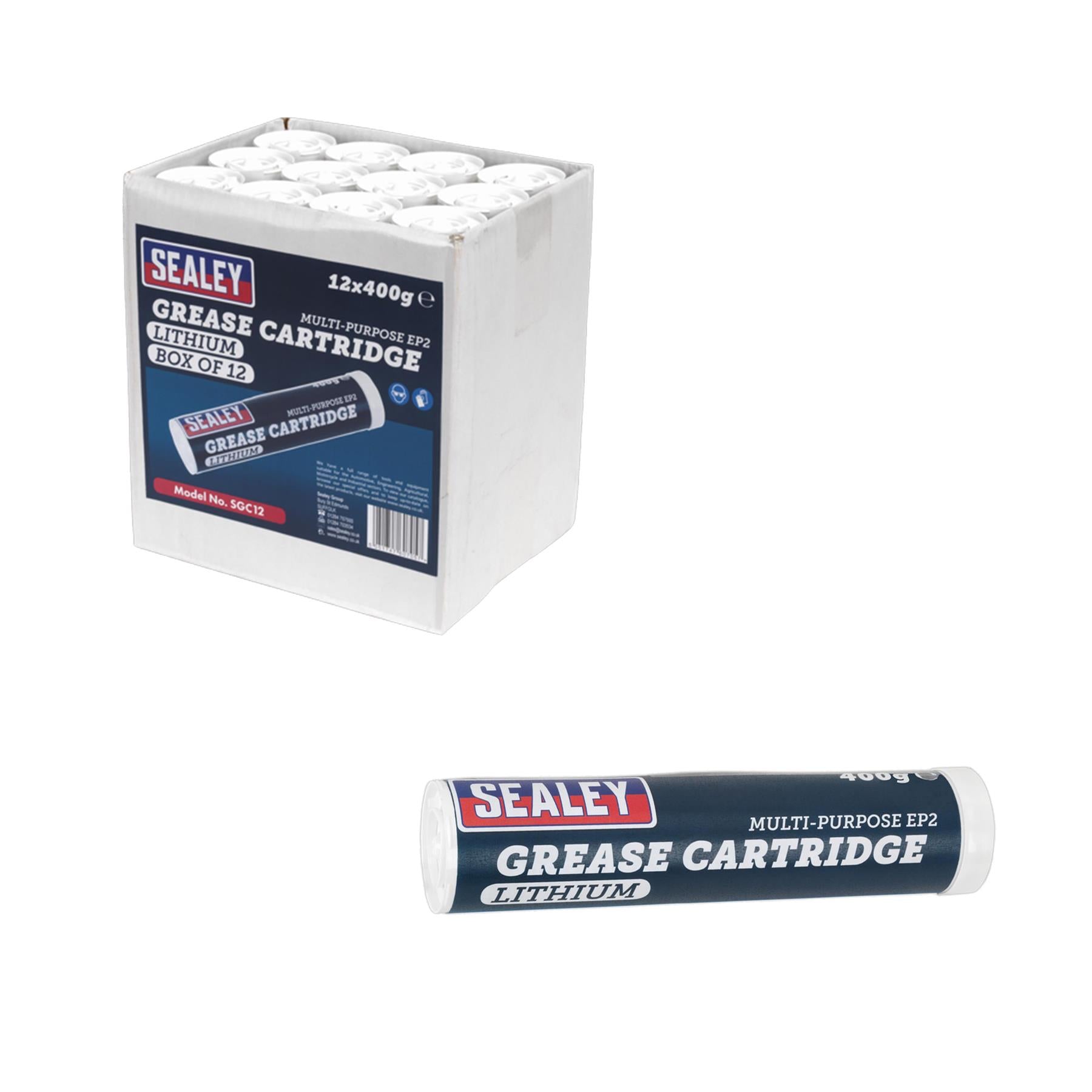 Sealey Grease Cartridge EP2 Lithium 400g Pack of 12