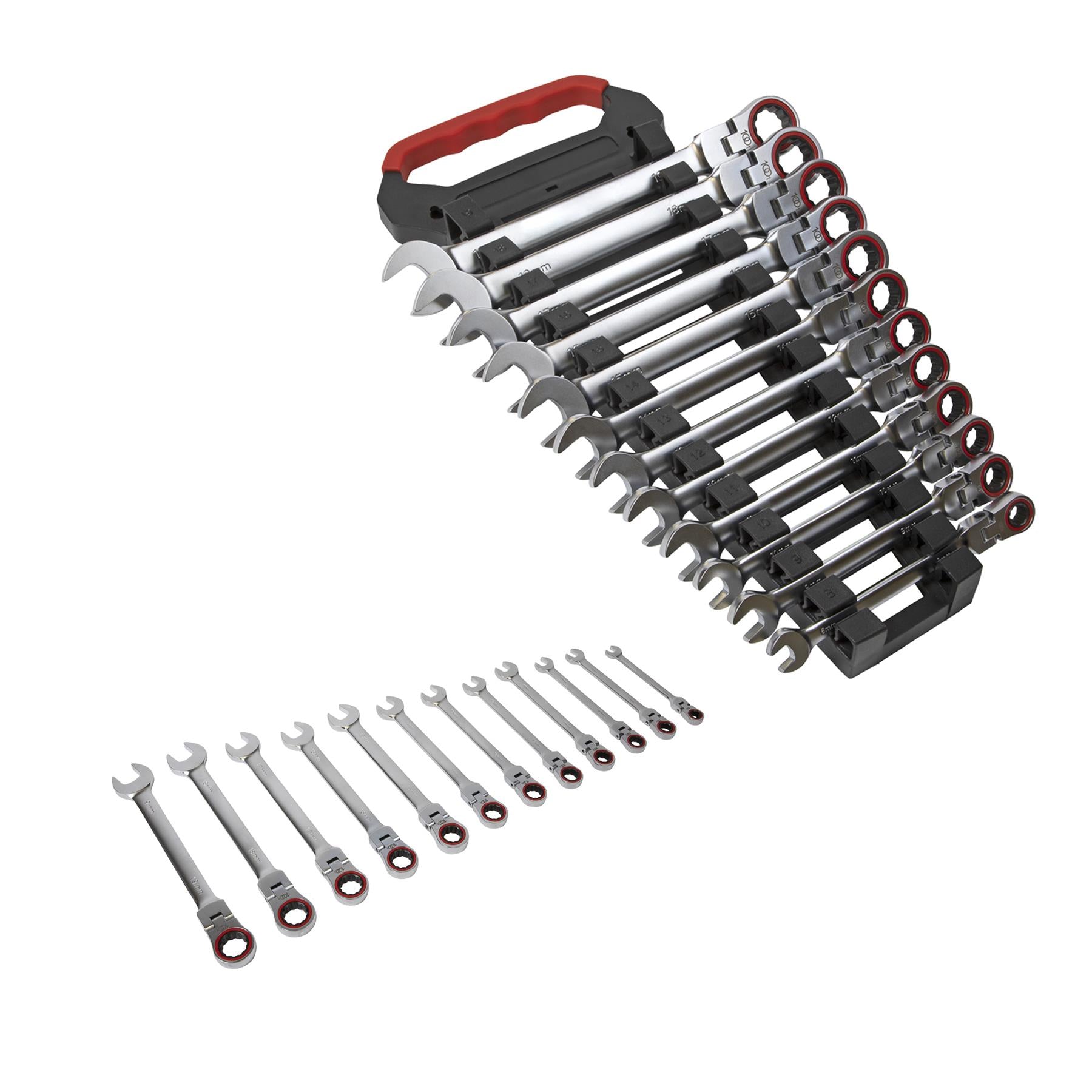 Sealey Flexi-Head Ratchet Combination Spanner Set 12pc Metric Platinum Series