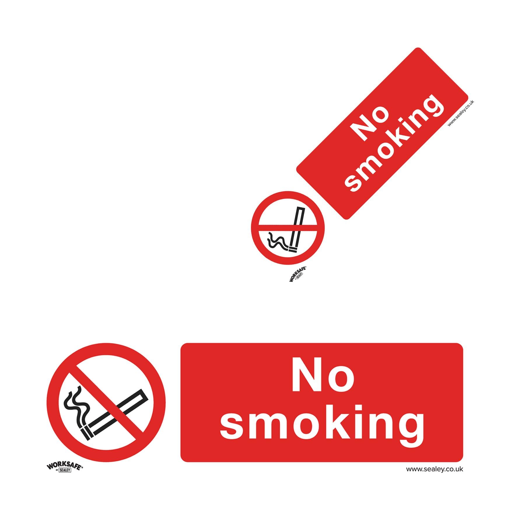 Sealey Safety Sign - No Smoking - Self-Adhesive Vinyl - Pack of 10