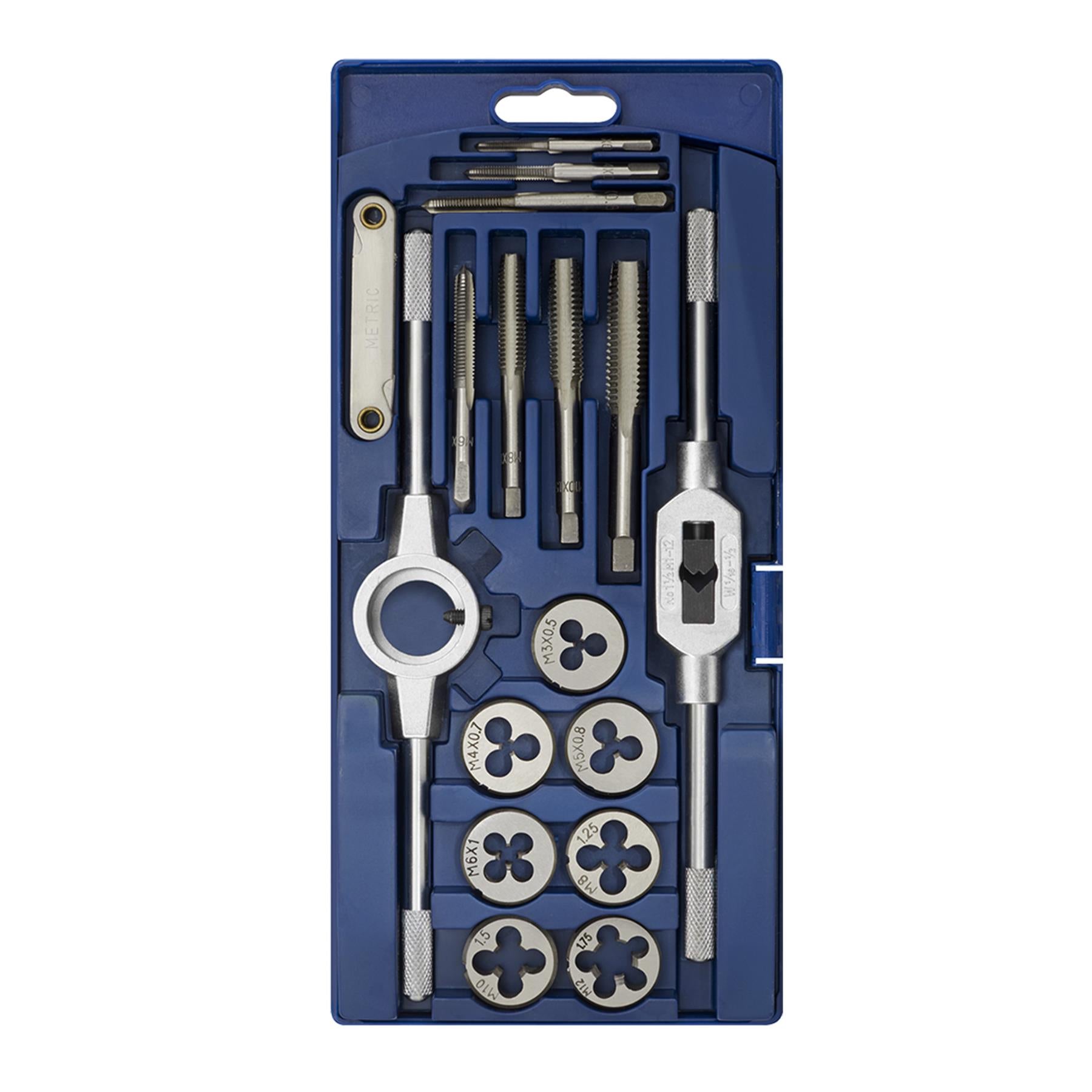 Sealey 17pc Tap & Die Set Metric Thread Cutting/Repairing Set Steel M3 - M12