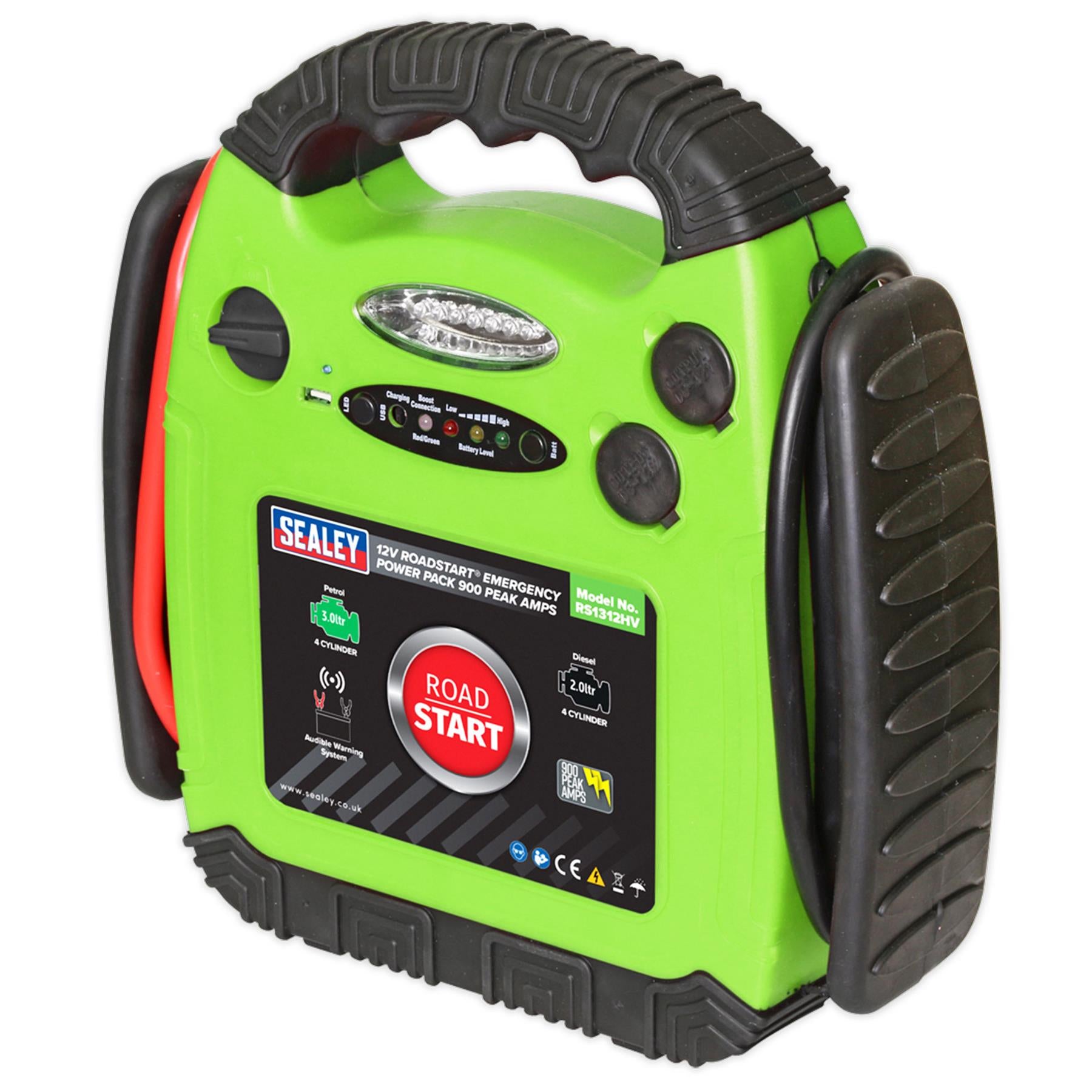 Sealey RoadStart Emergency Jump Starter 12V 900 Peak Amp Hi-Vis Green