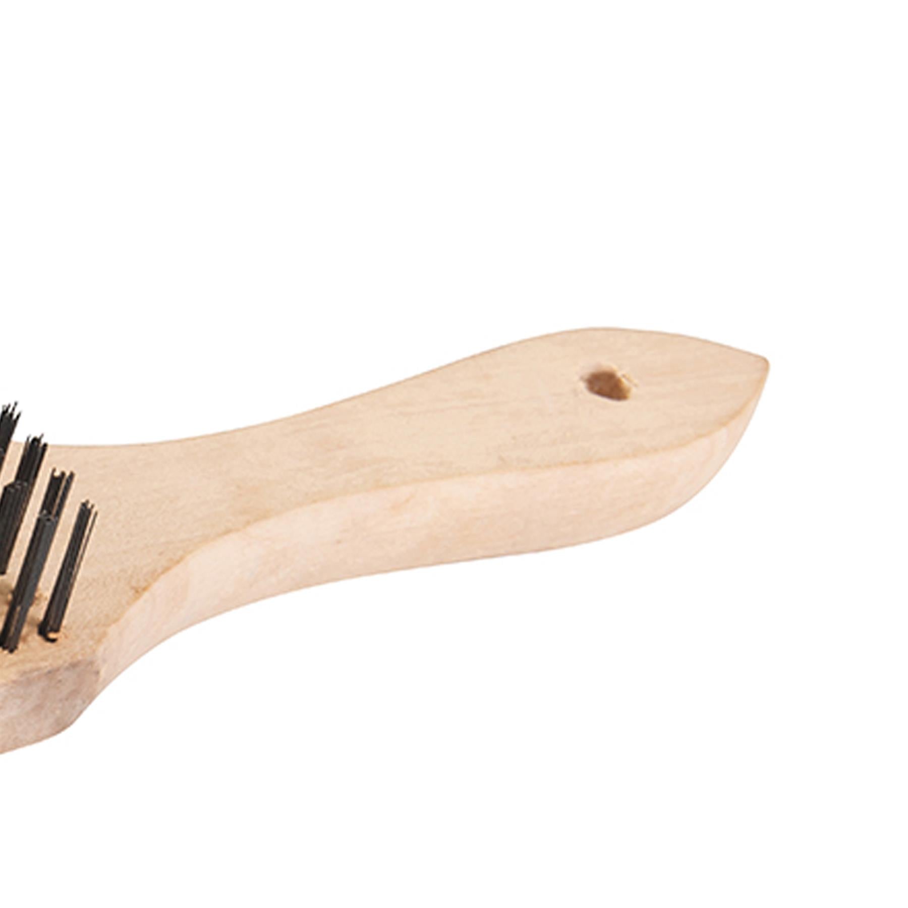 Wooden Wire Brush & Scraper 6 Row Wooden Handle With Scraper Heavy Duty