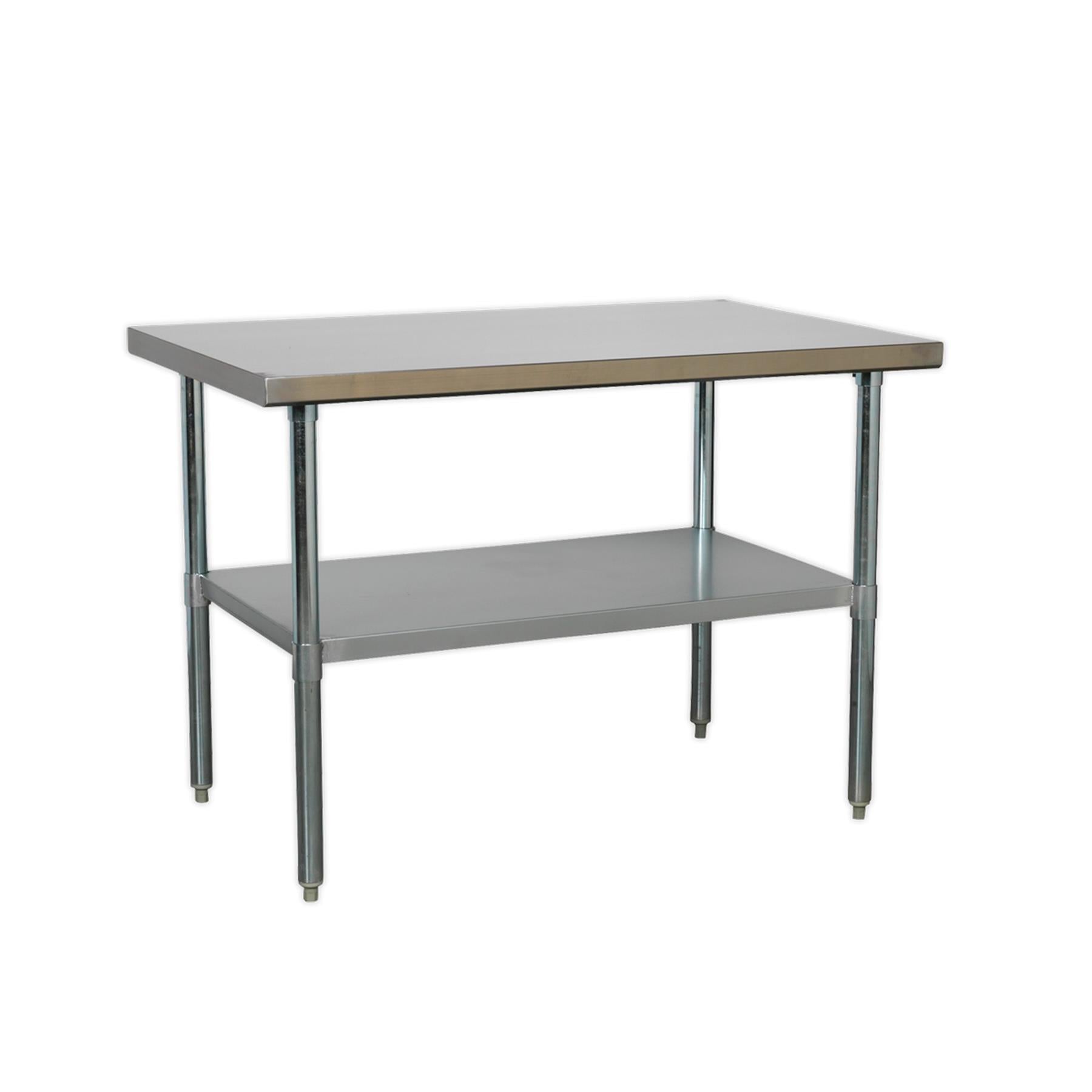 Sealey Stainless Steel Workbench 1.2m Storage Space Galvanized Steel Frame