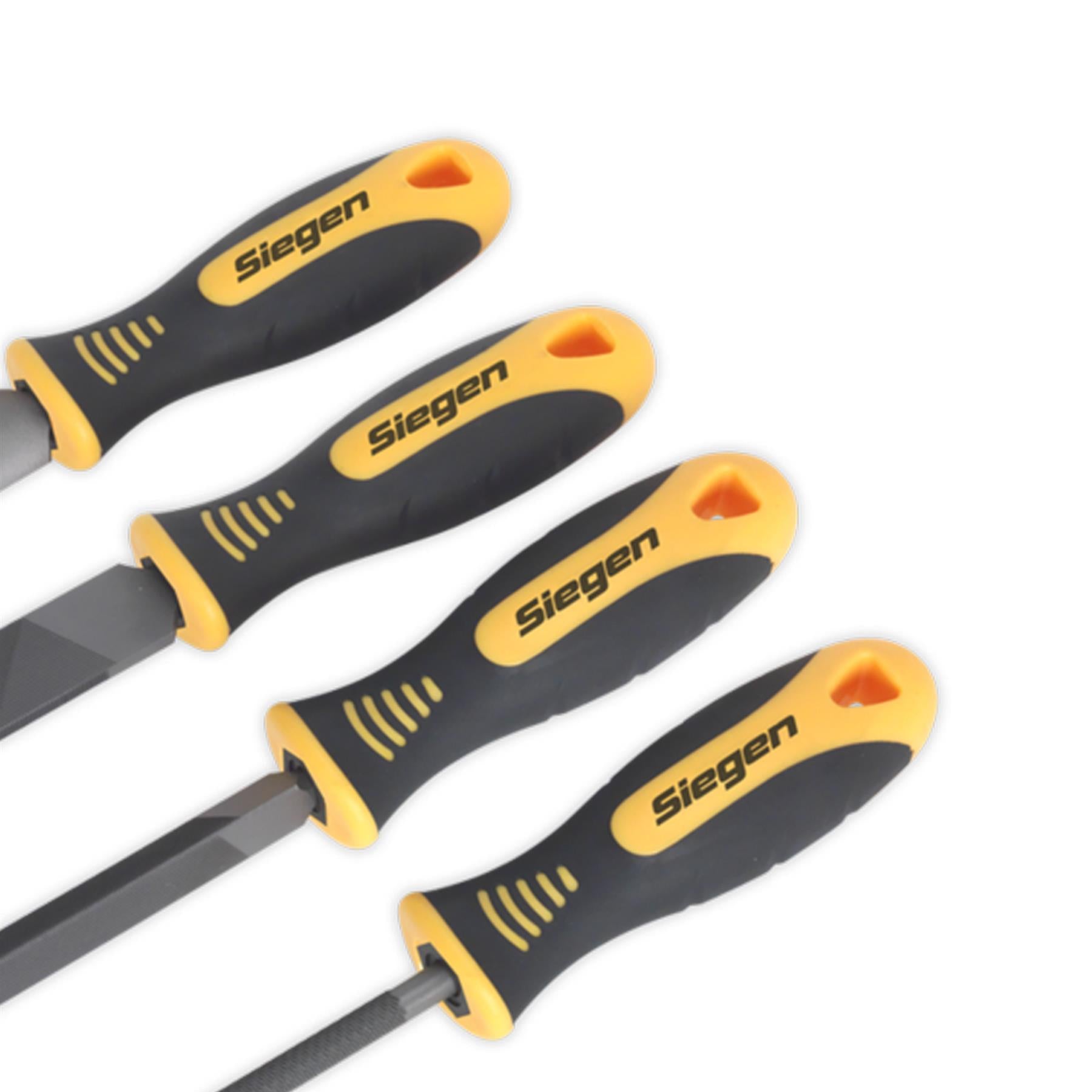 Sealey File Set 4pc 200mm Soft Grip Handles