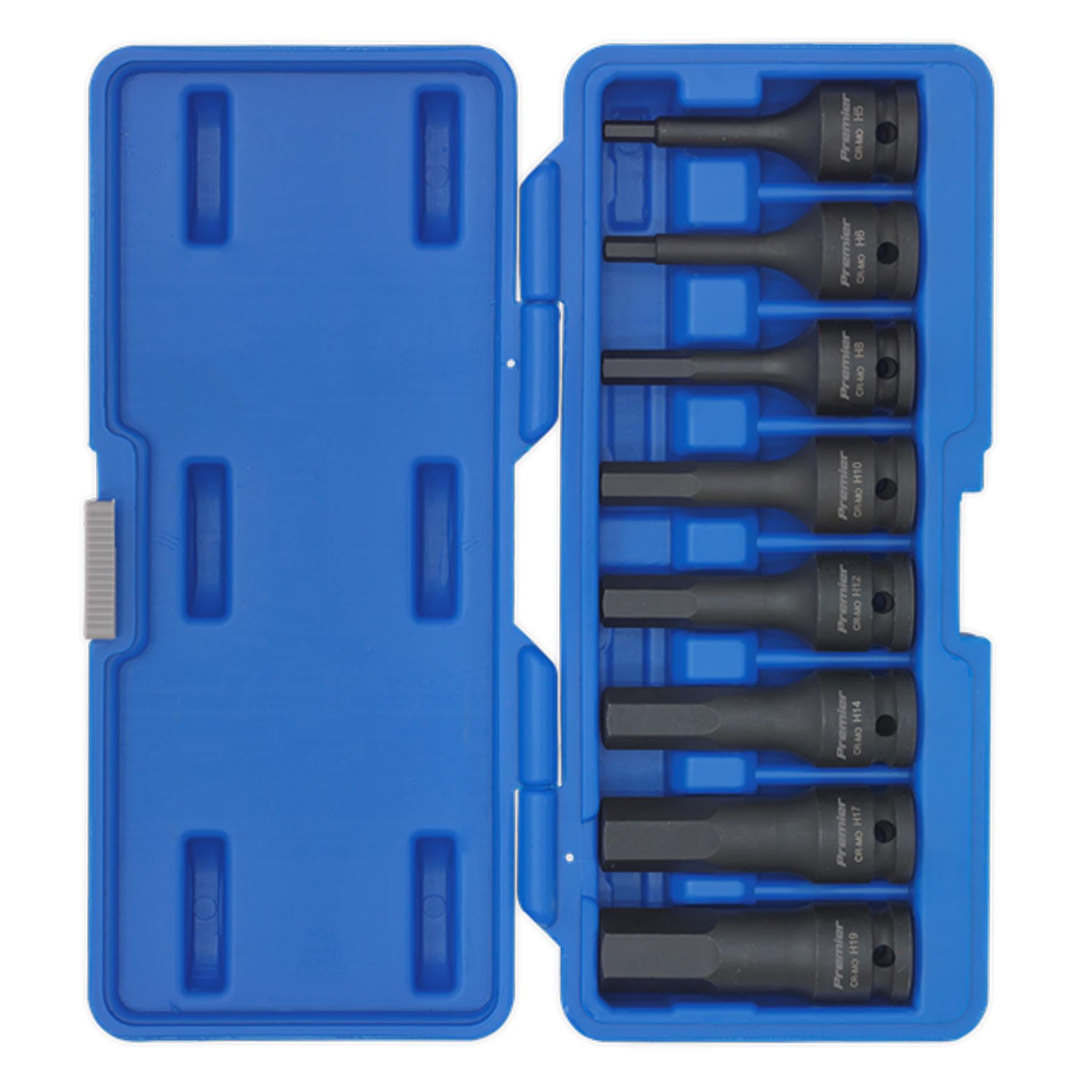 Sealey Impact Hex Socket Bit Set 8pc 1/2"Sq Drive