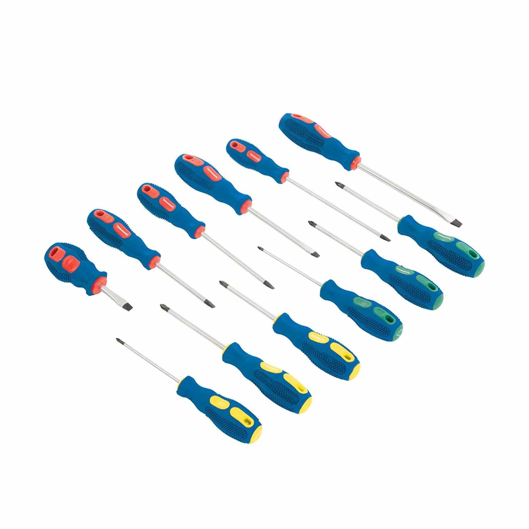 12 Piece Screwdriver Set PZ Flat Slotted Phillips Pozidrive Magnetic Tip