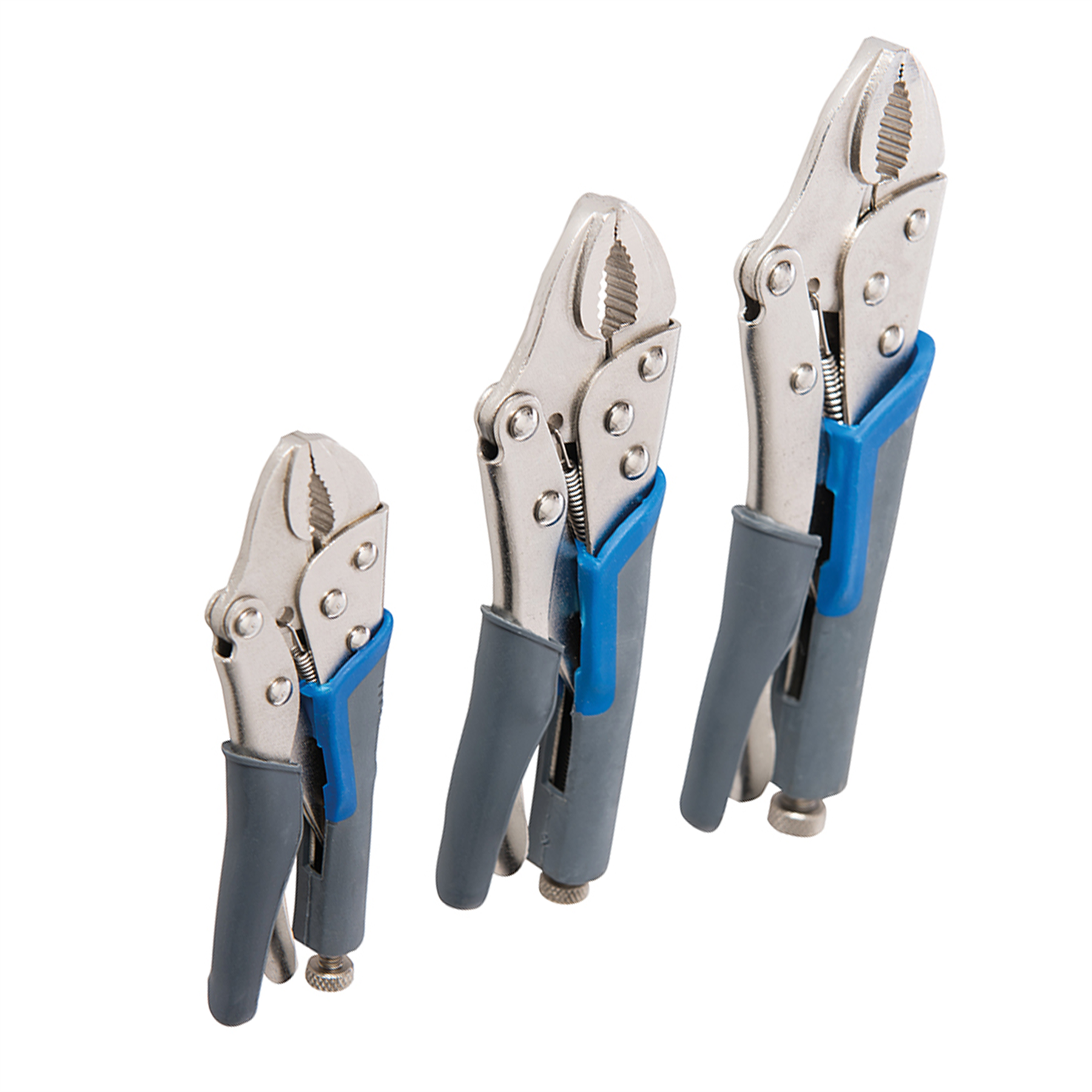 3Pce Self Locking Soft-Grip Plier Set - Hand Tool DIY Adjustable Jaw Opening