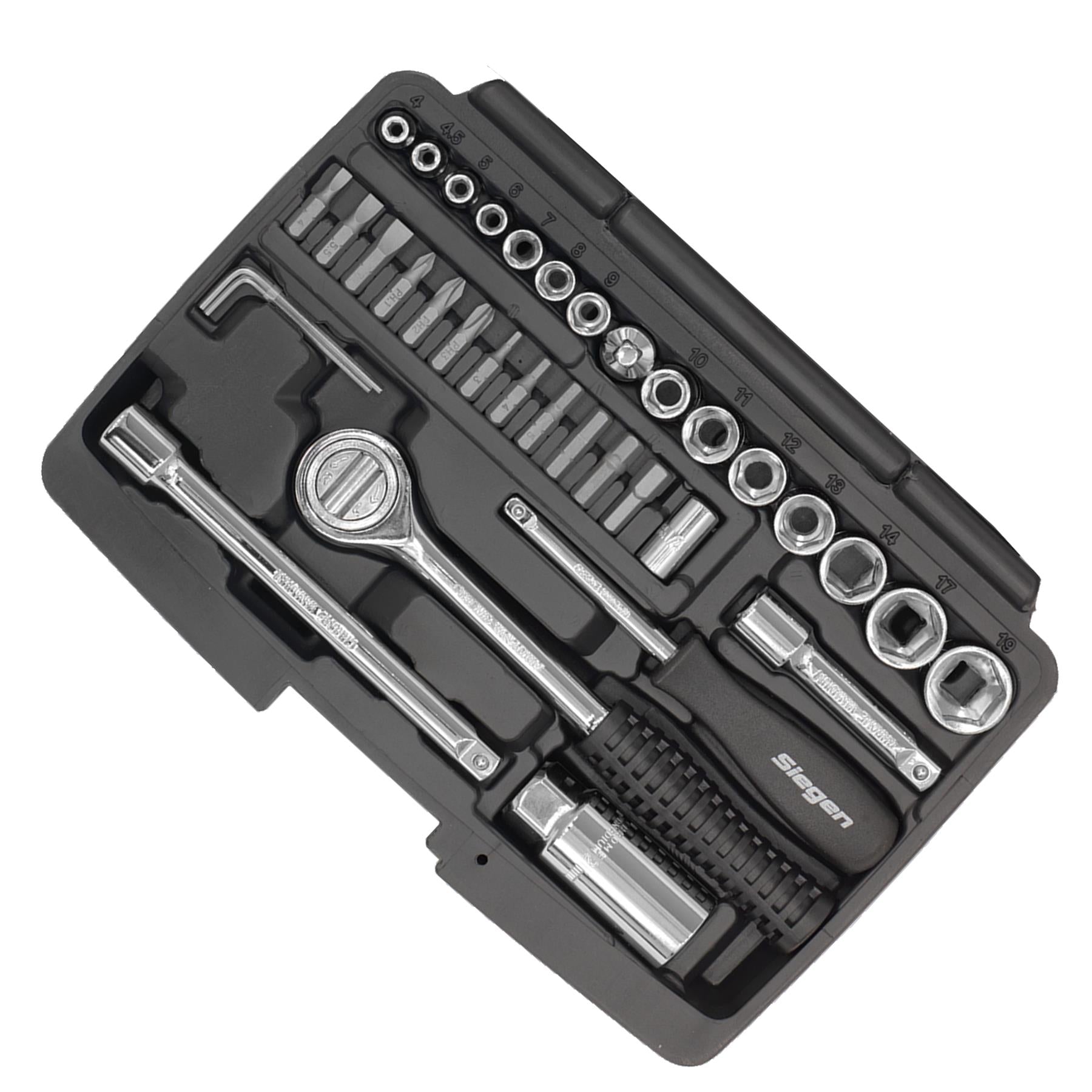Sealey Socket Set 37pc 1/4" & 3/8"Sq Drive 6pt Metric
