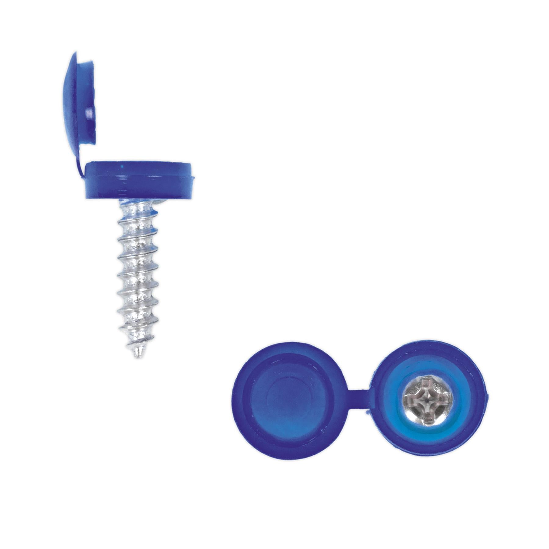 Sealey Numberplate Screw & Flip Cap 4.2 x 19mm Blue Pack of 50