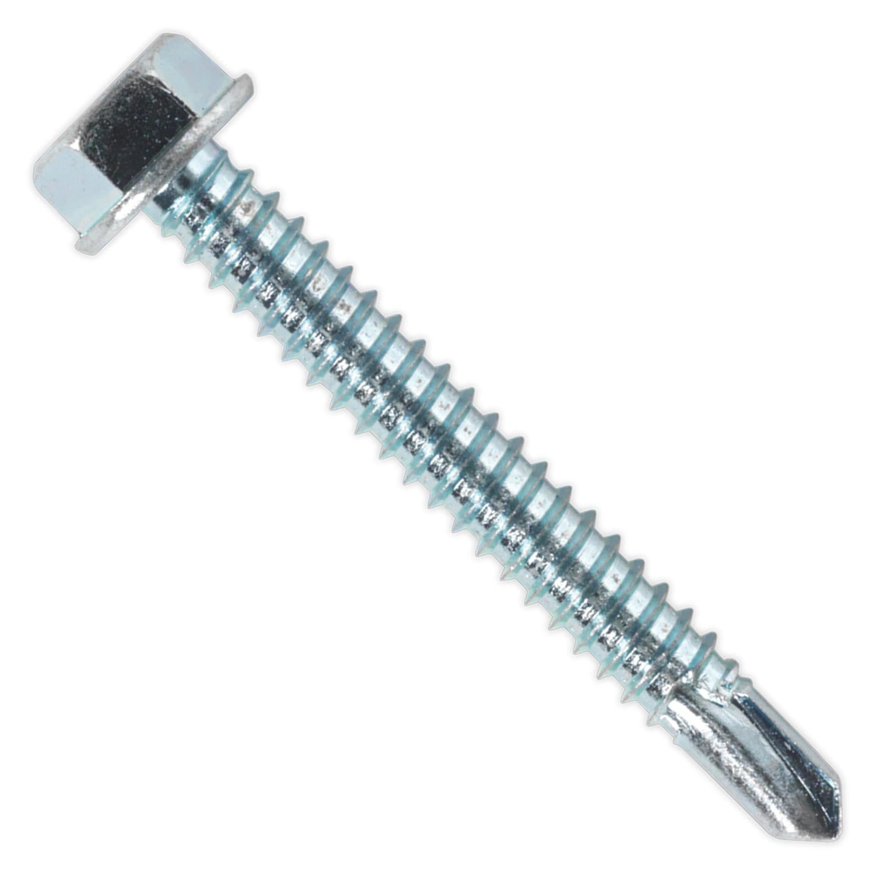 Sealey Self Drilling Screw 6.3 x 50mm Hex Head Zinc Pack of 100