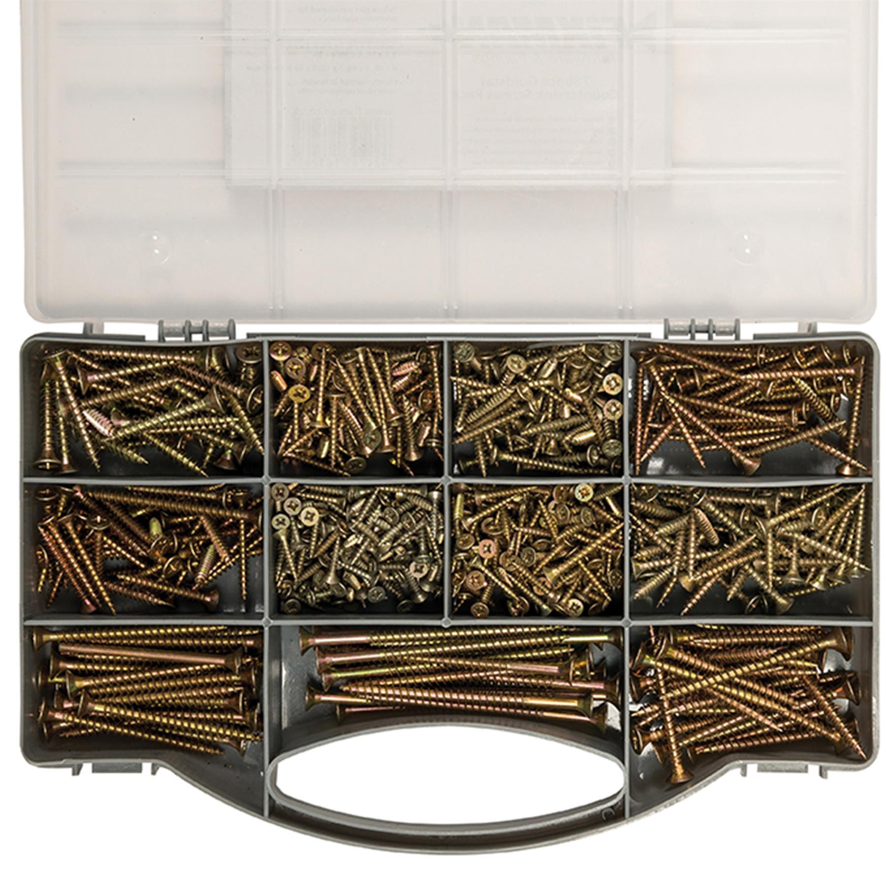 780Pce Goldstar Countersink Screws Pack Twin-Thread Pzd Corrosion Resistance