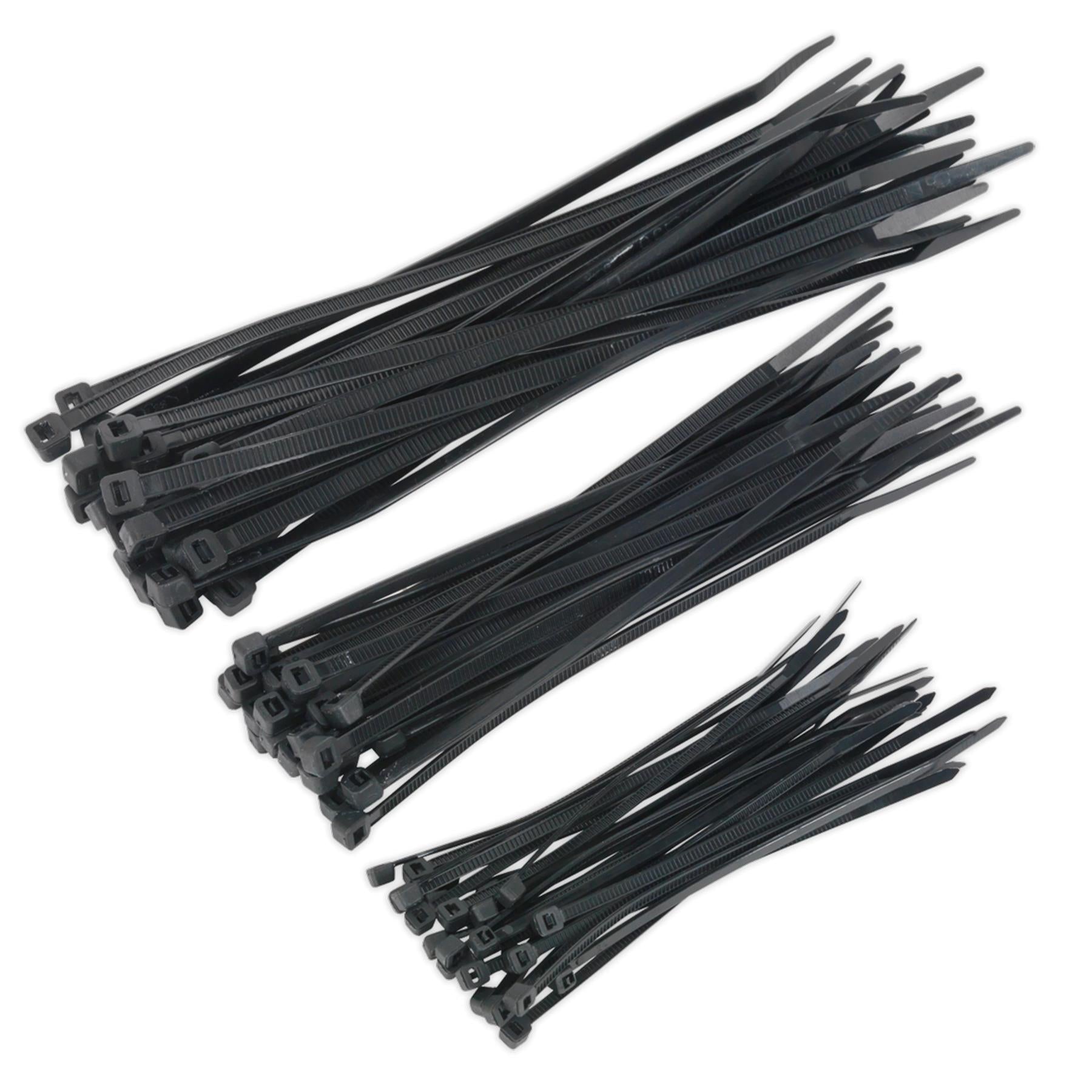 Sealey Cable Tie Assortment Black Pack of 75 Garage Workshop DIY