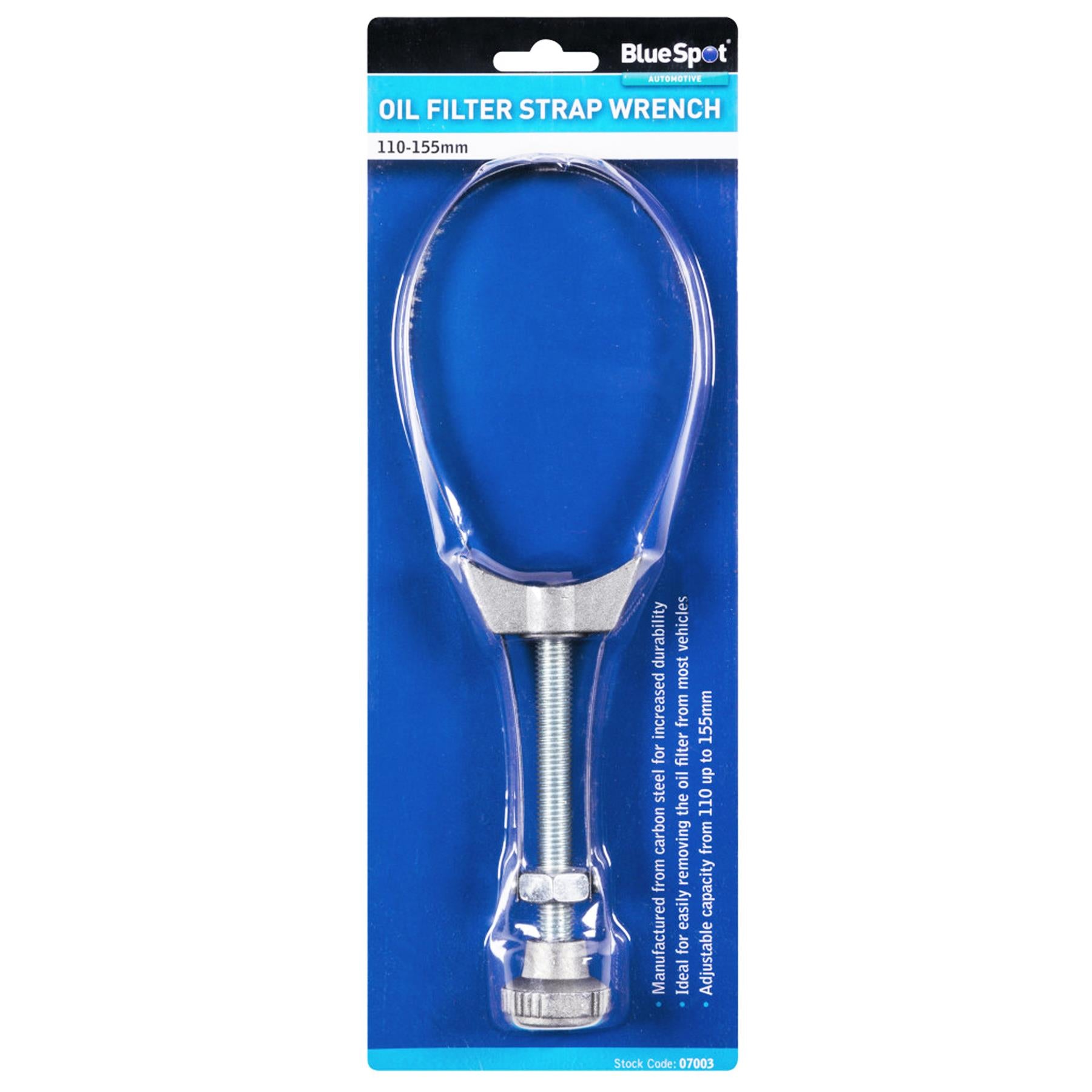 BlueSpot Adjustable Metal Oil Fuel Filter Removal Strap Wrench Tool 110 - 155mm
