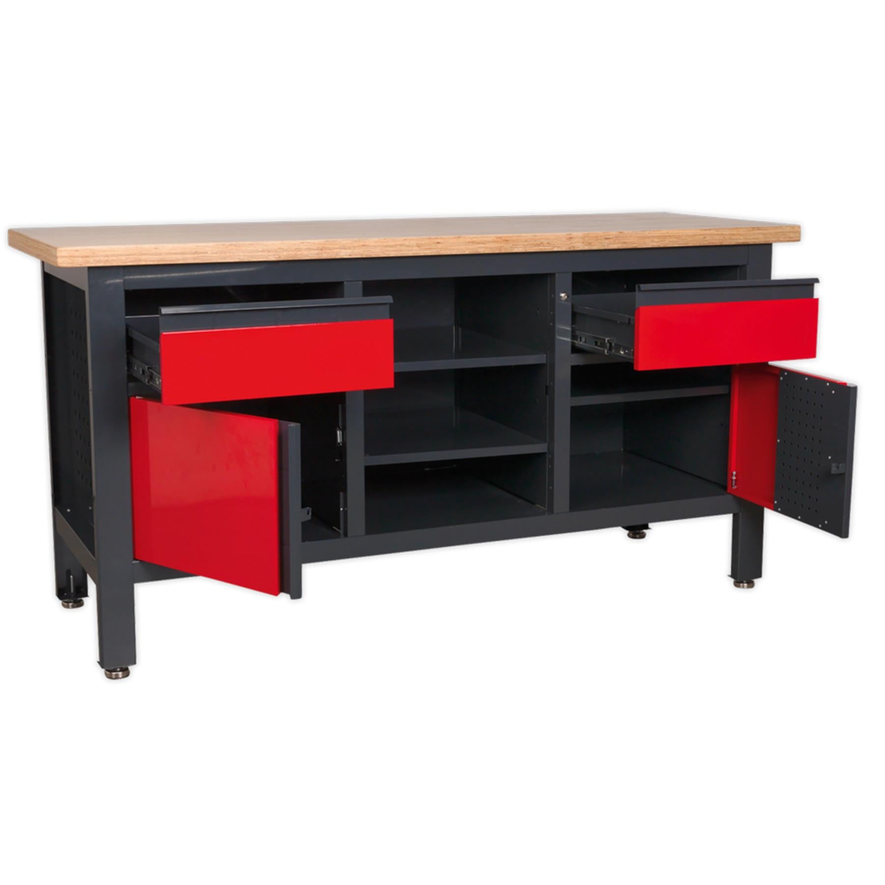 Sealey Workstation with 2 Drawers, 2 Cupboards & Open Storage