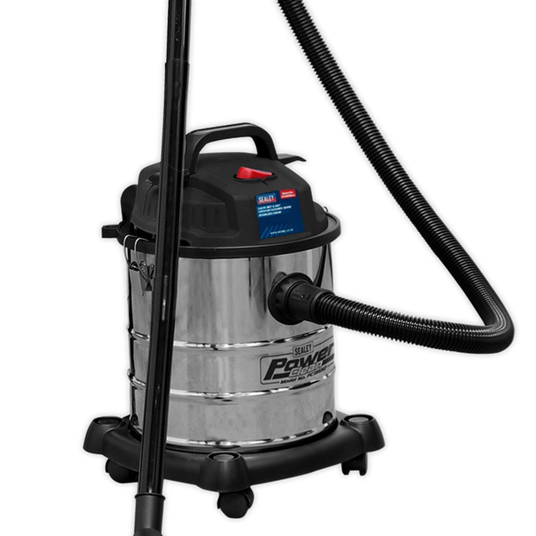 Sealey Vacuum Cleaner Wet & Dry 20L 1200W Stainless Drum