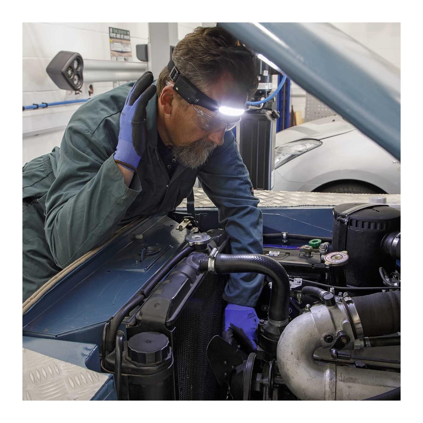 Sealey Head Torch 5W COB & 3W LED Bulb with Auto-Sensor Rechargeable