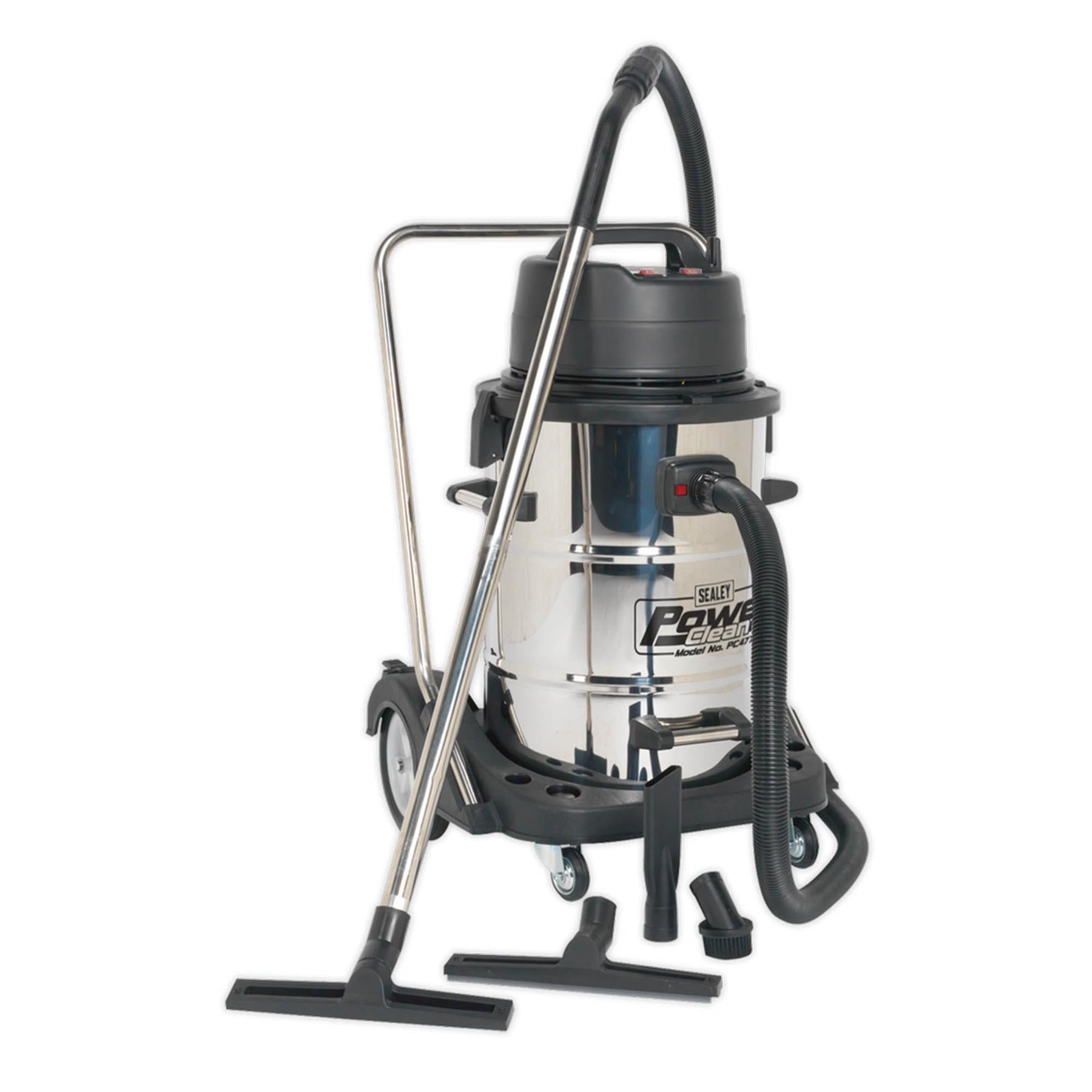 Sealey Vacuum Cleaner Ind W&D 77L Stainless 2400W Swivel Drum