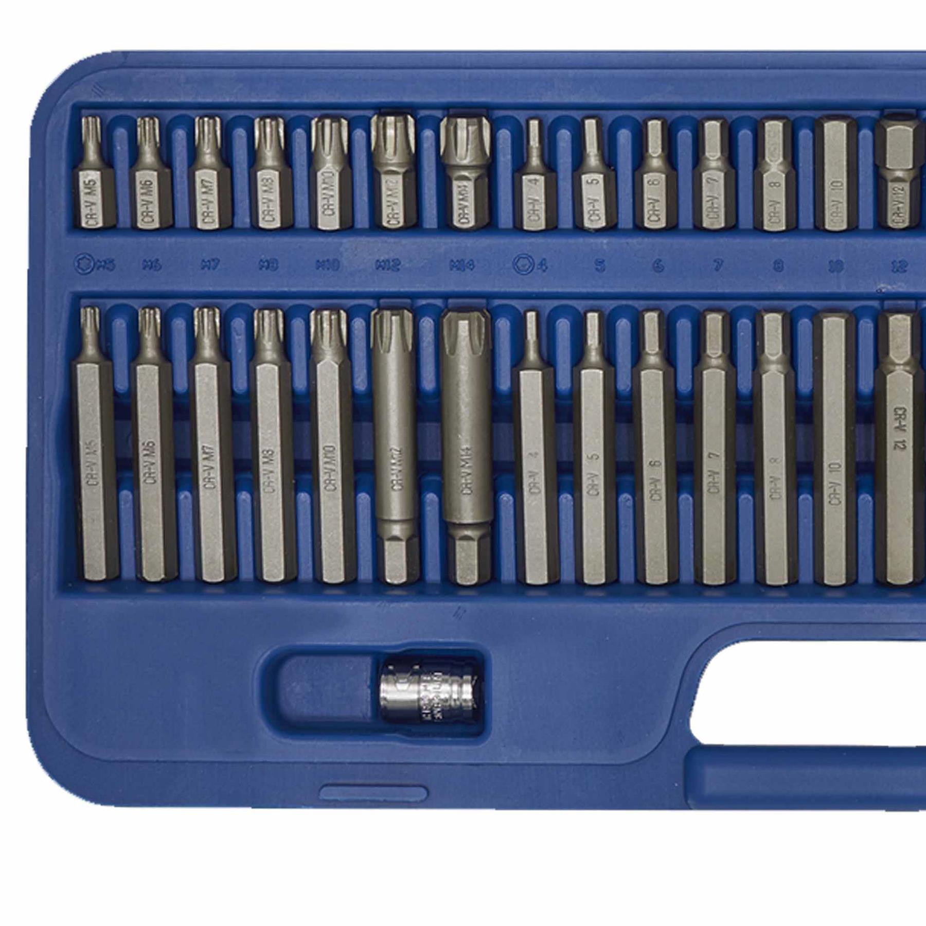Sec. TRX-Star*/Hex/Ribe/Spline Bit Set 56pc 3/8" & 1/2"Sq Dr. Sealey