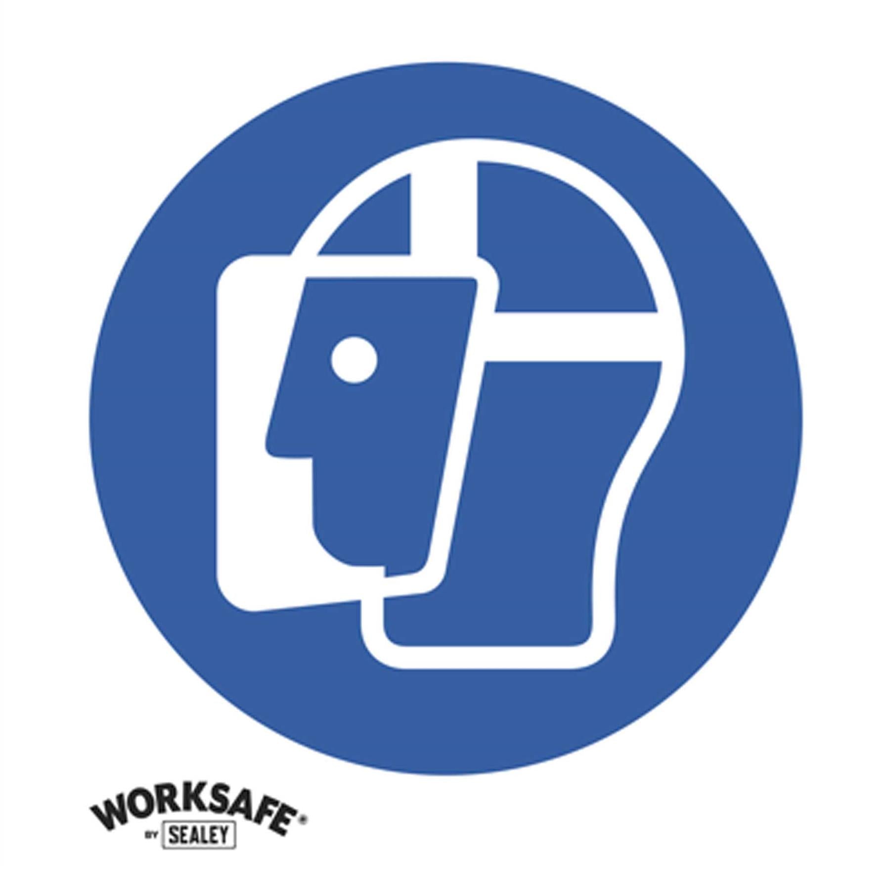 Sealey Mandatory Safety Sign - Wear Face Shield - Self-Adhesive Vinyl - Pack of 10