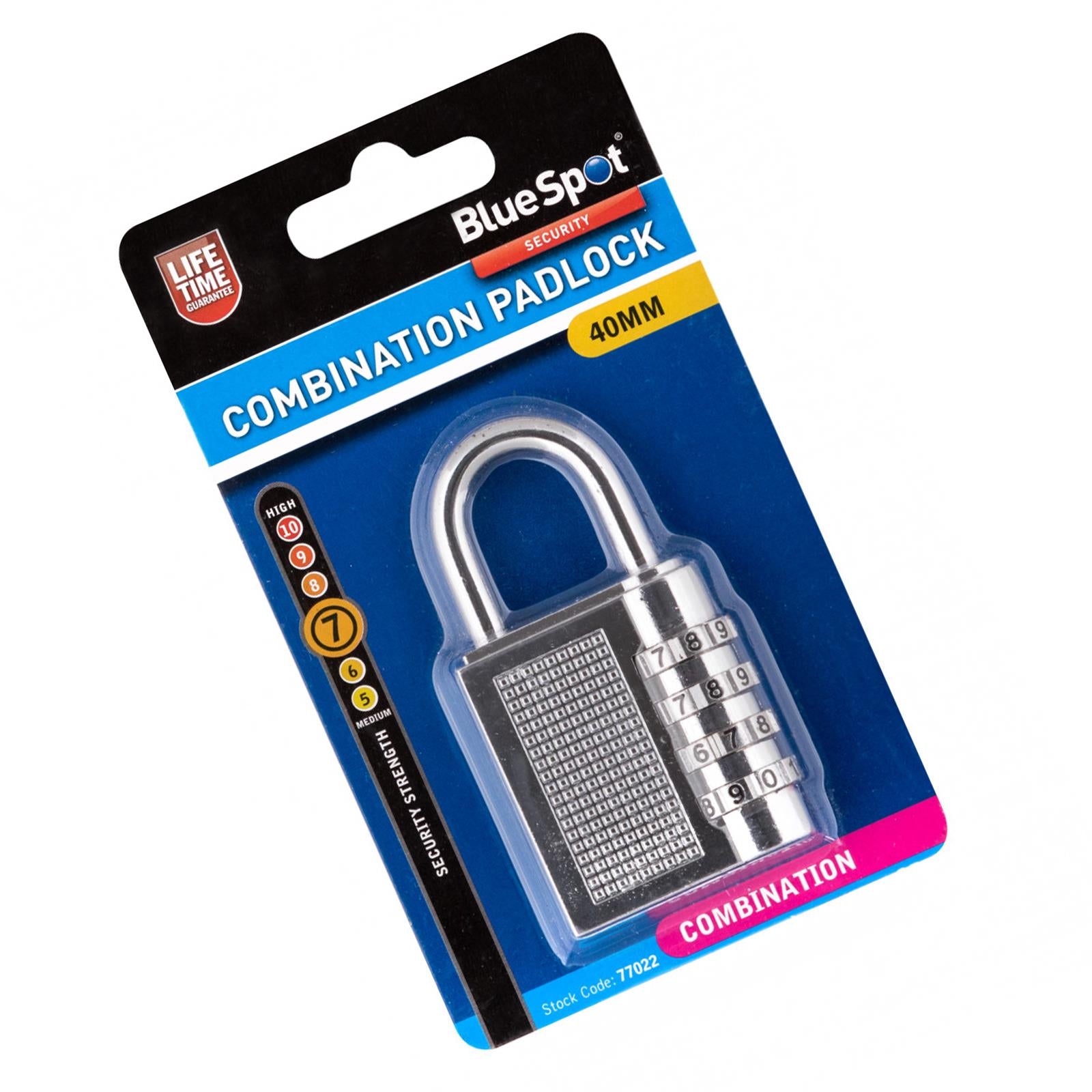 BlueSpot Combination Padlock 40mm Hardened Steel Shackle 4 Digit Lock