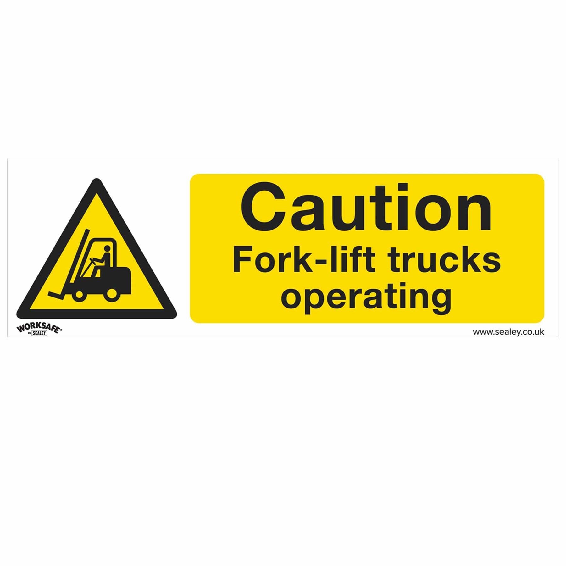 Sealey Safety Sign - Caution Fork-Lift Trucks - Plastic - Pk of 10